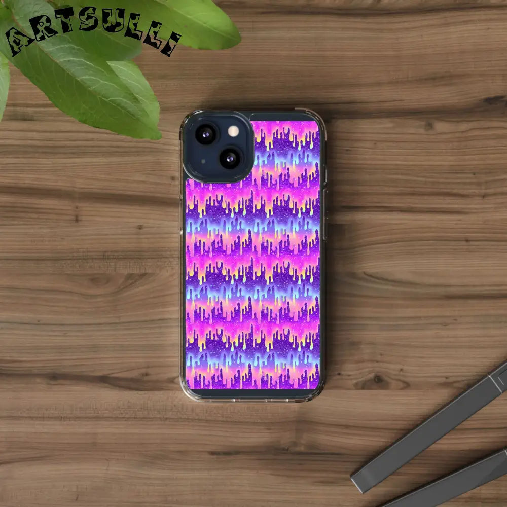 Vibrant Paint Drip Clear Case, Artsulli - Art is Long, Life is Short, Phone Case, , , , , , ,