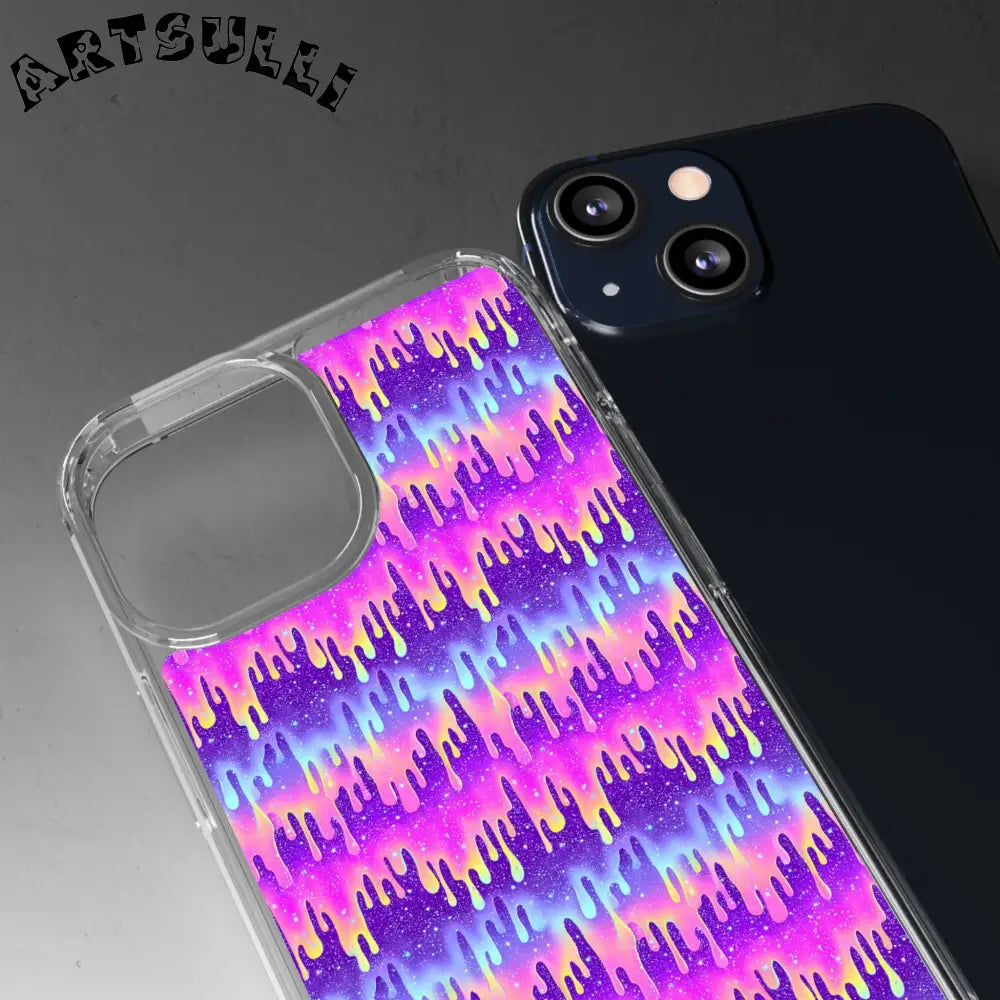 Vibrant Paint Drip Clear Case, Artsulli - Art is Long, Life is Short, Phone Case, , , , , , ,