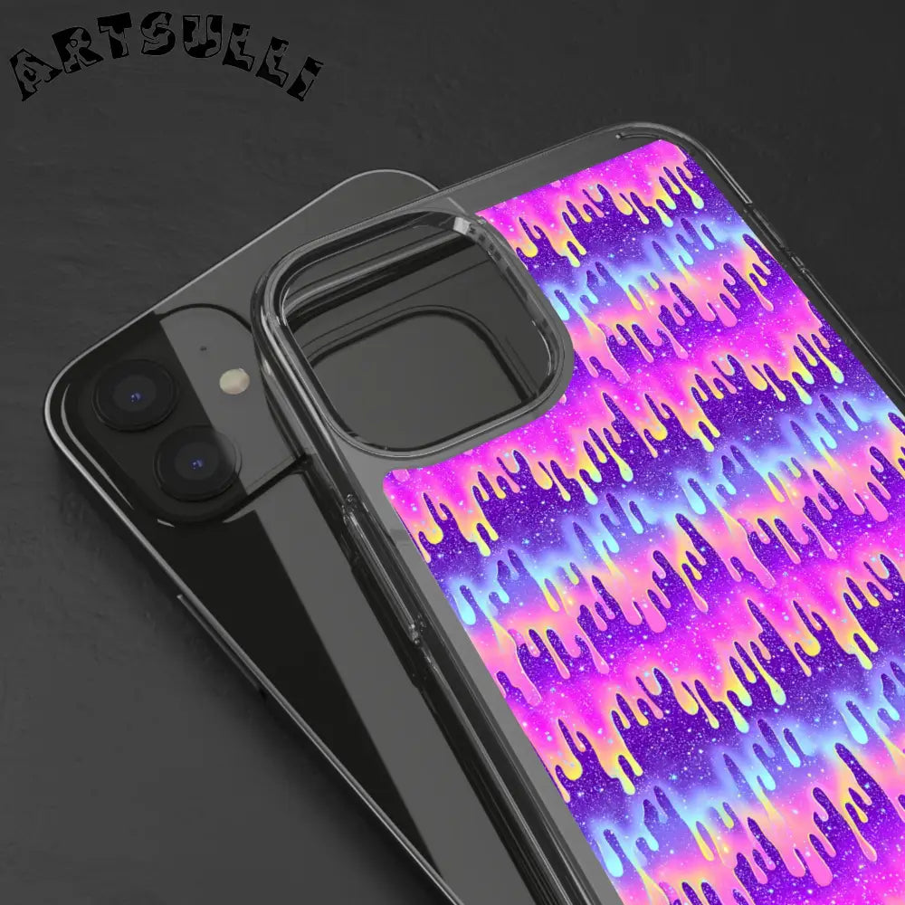 Vibrant Paint Drip Clear Case, Artsulli - Art is Long, Life is Short, Phone Case, , , , , , ,