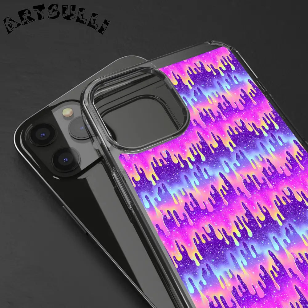 Vibrant Paint Drip Clear Case, Artsulli - Art is Long, Life is Short, Phone Case, , , , , , ,