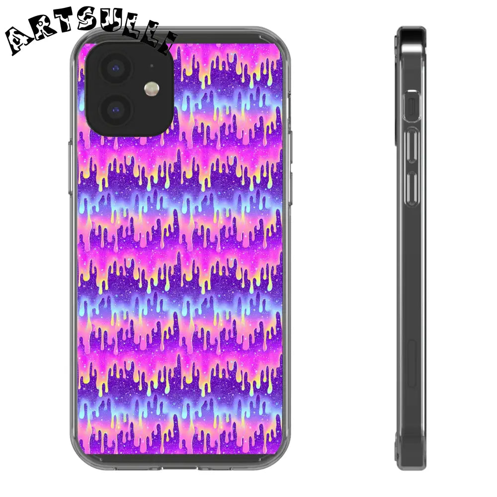 Vibrant Paint Drip Clear Case, Artsulli - Art is Long, Life is Short, Phone Case, Size, iPhone 12, Surface, Without gift packaging, , , 17937202186432964103