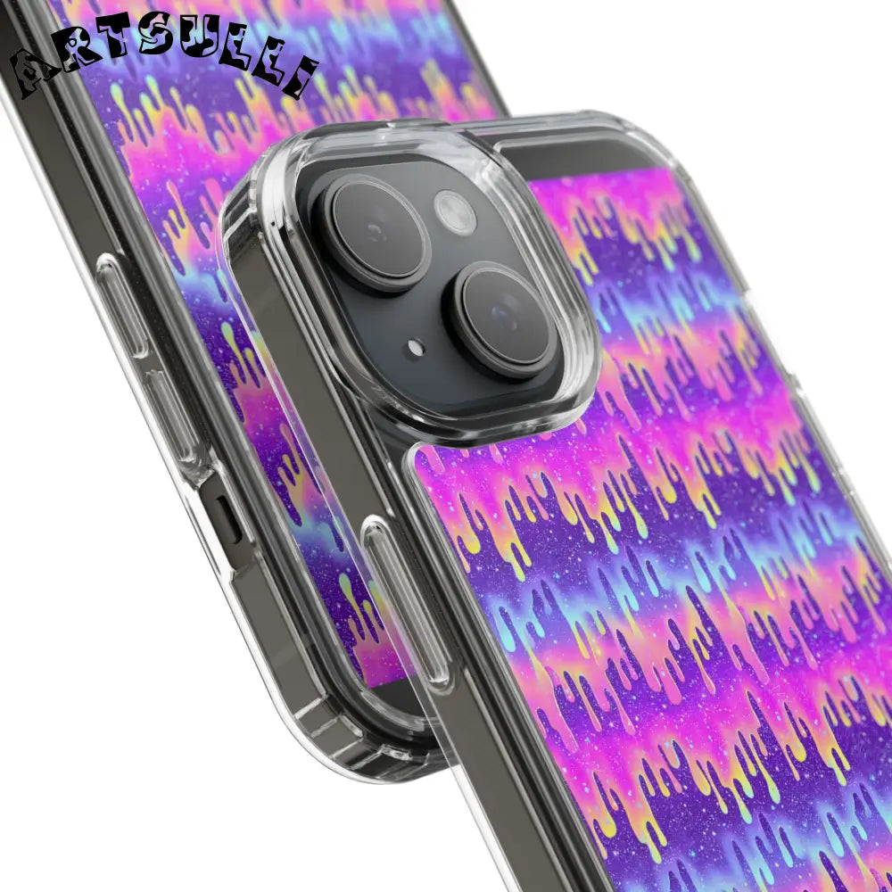 Vibrant Paint Drip Clear Case, Artsulli - Art is Long, Life is Short, Phone Case, , , , , , ,