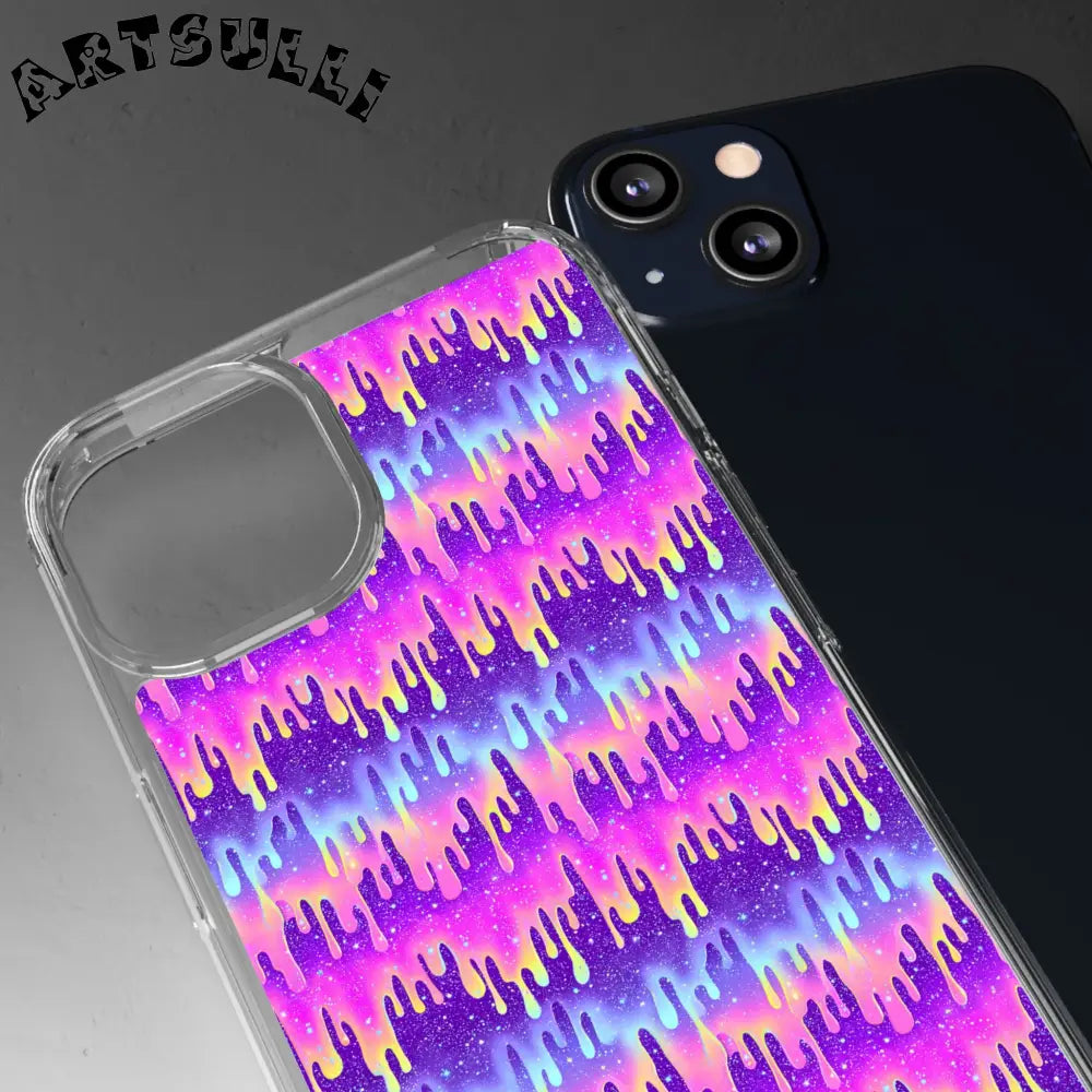 Vibrant Paint Drip Clear Case, Artsulli - Art is Long, Life is Short, Phone Case, , , , , , ,