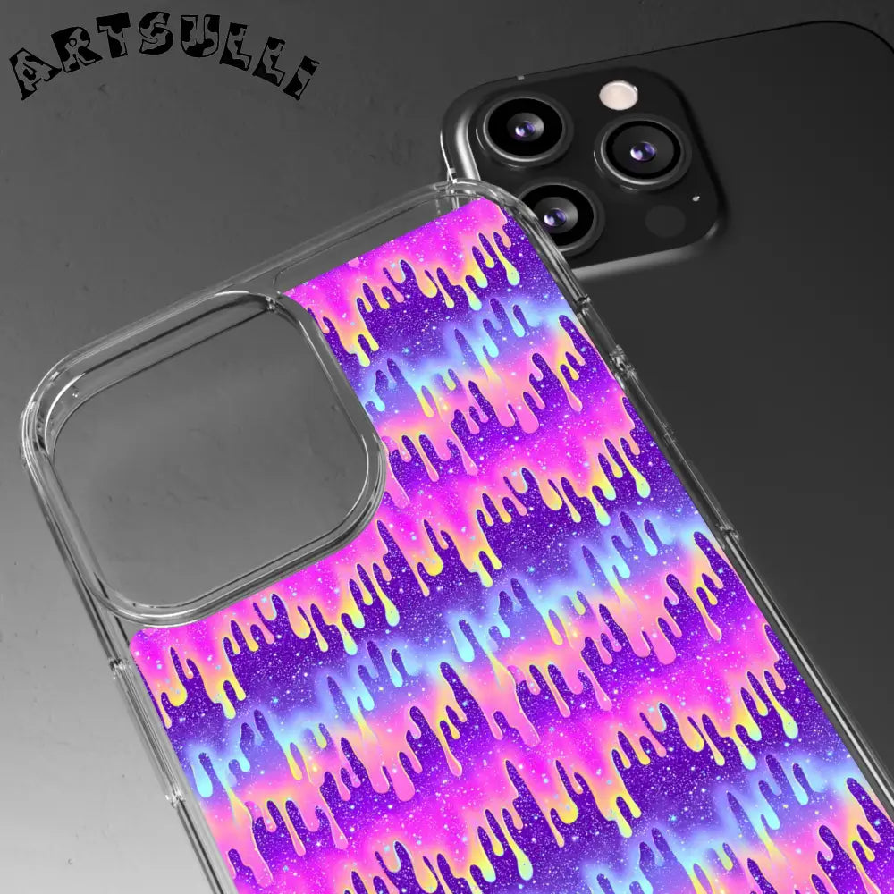 Vibrant Paint Drip Clear Case, Artsulli - Art is Long, Life is Short, Phone Case, , , , , , ,
