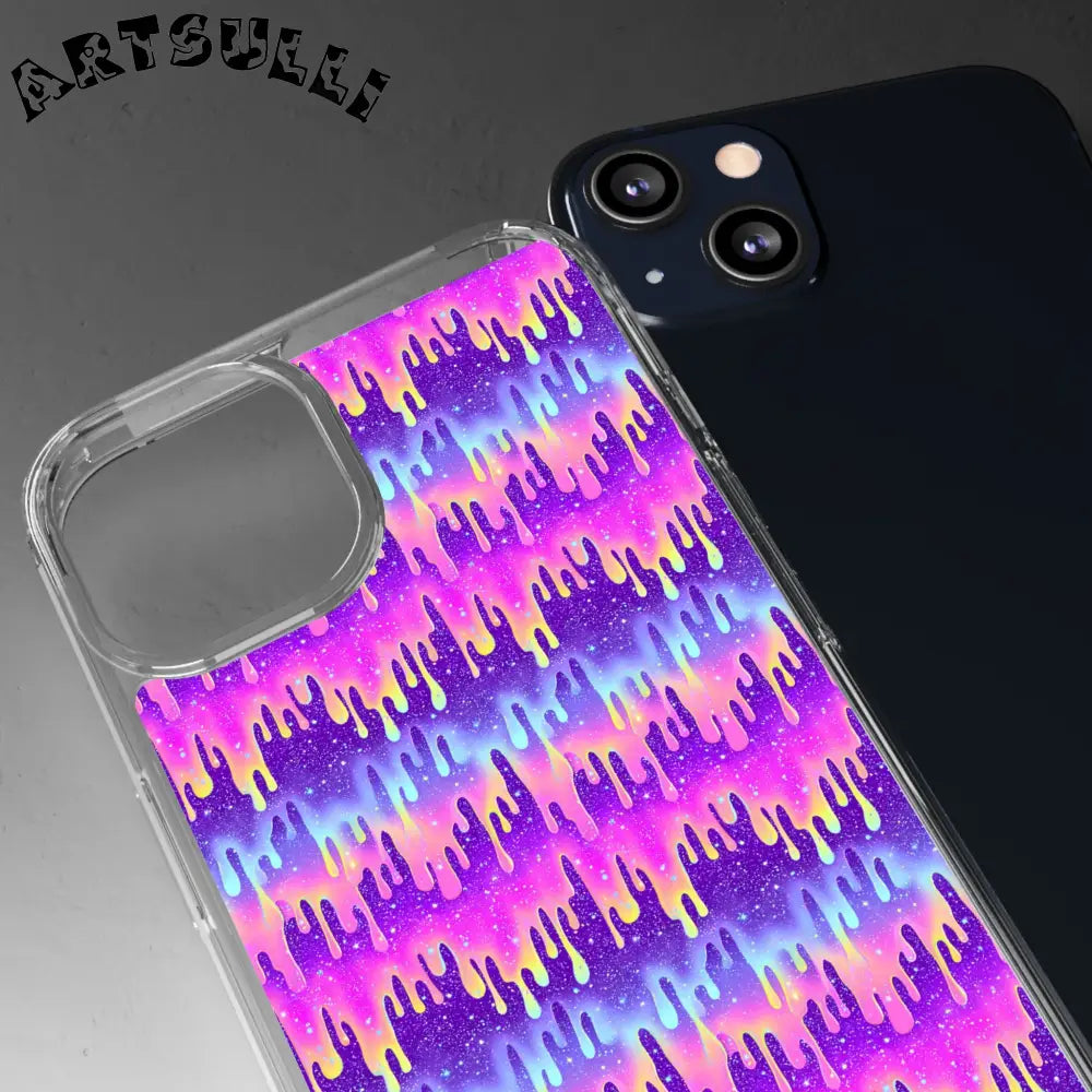 Vibrant Paint Drip Clear Case, Artsulli - Art is Long, Life is Short, Phone Case, , , , , , ,