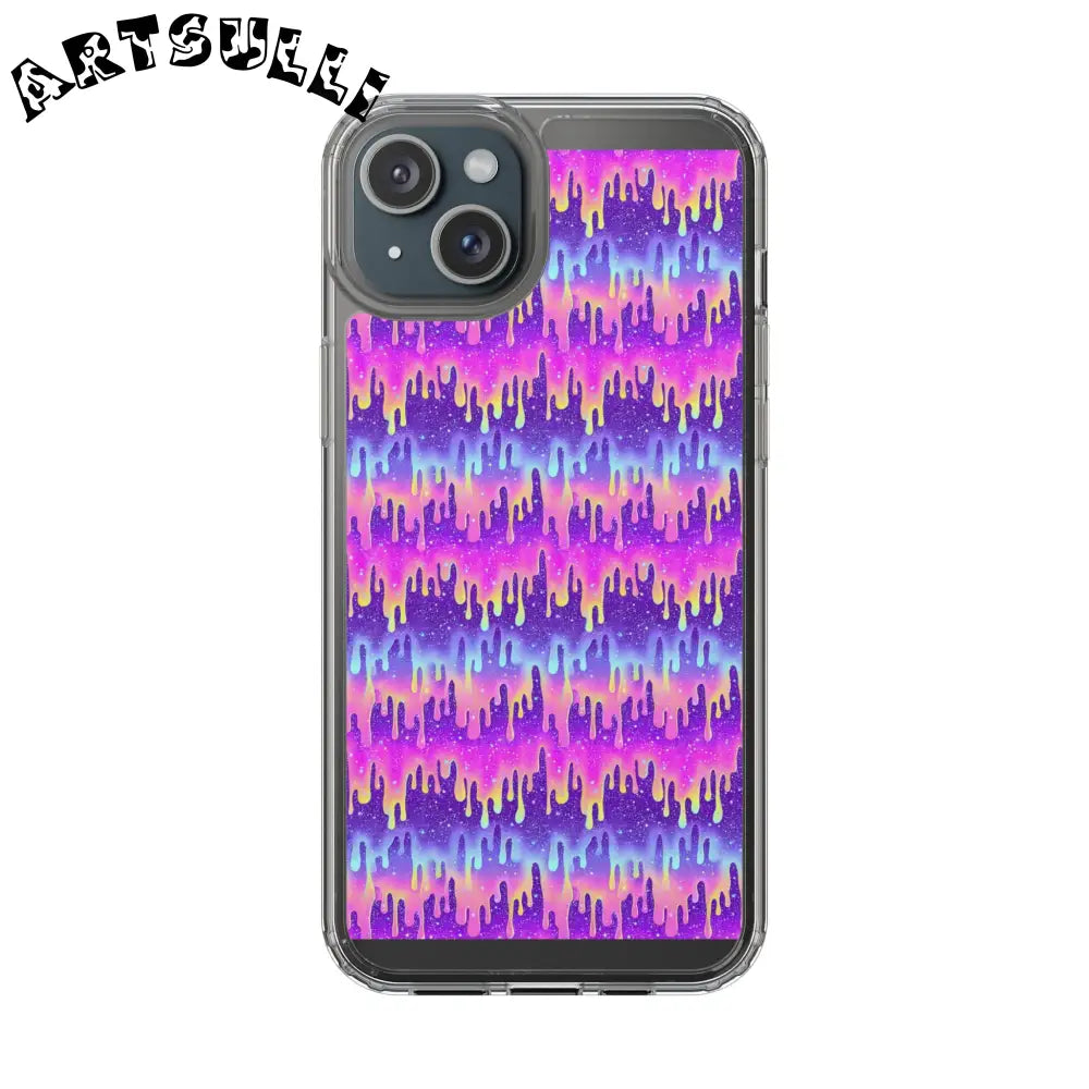 Vibrant Paint Drip Clear Case, Artsulli - Art is Long, Life is Short, Phone Case, Size, iPhone 15 Plus, Surface, Without gift packaging, , , 94535590623623690779