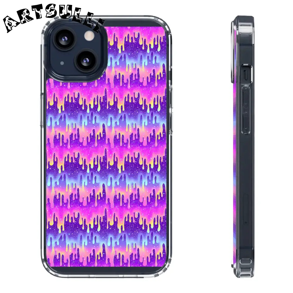 Vibrant Paint Drip Clear Case, Artsulli - Art is Long, Life is Short, Phone Case, Size, iPhone 13, Surface, Without gift packaging, , , 20818480887069838403