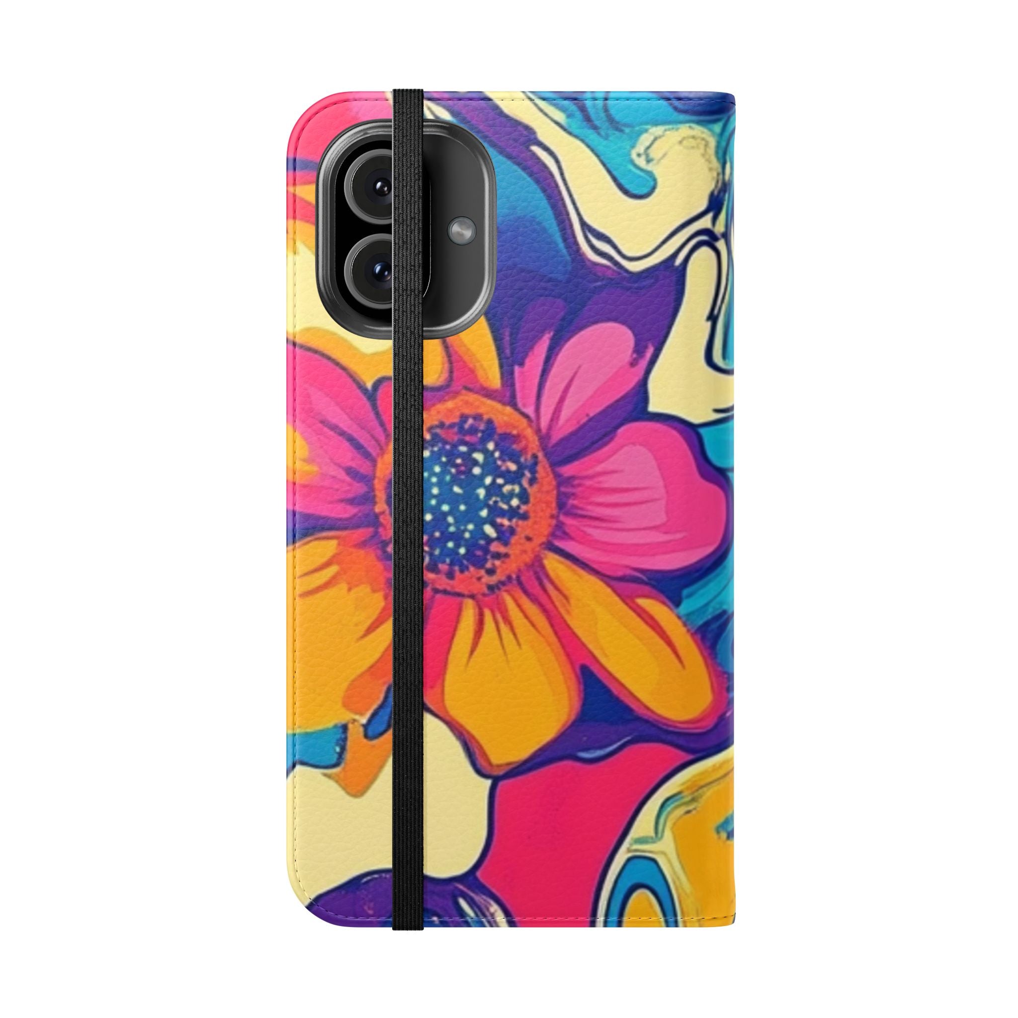 Vibrant Psychedelic Floral Flip Cases, Artsulli - Art is Long, Life is Short, Phone Case, , , , , , ,