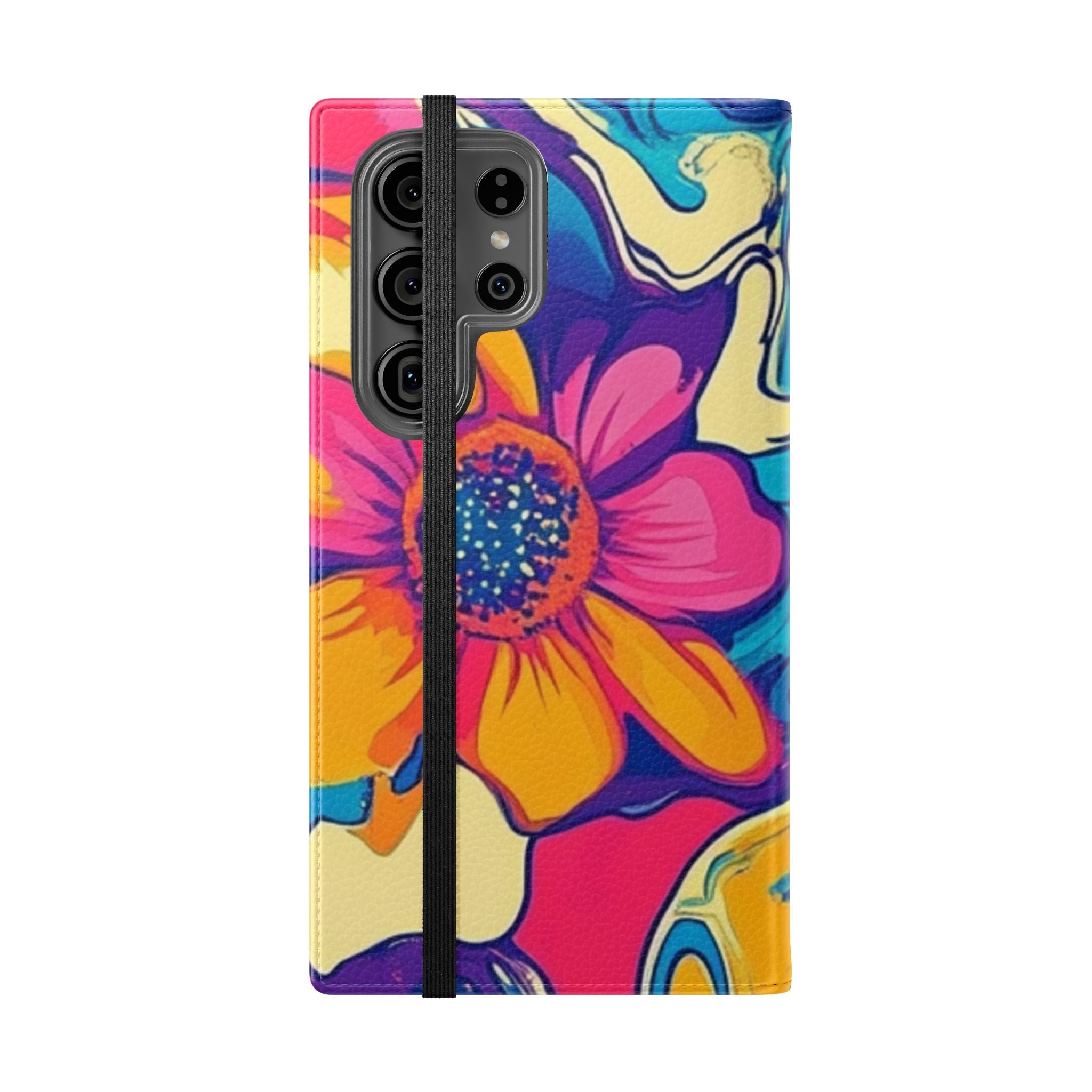Vibrant Psychedelic Floral Flip Cases, Artsulli - Art is Long, Life is Short, Phone Case, , , , , , ,