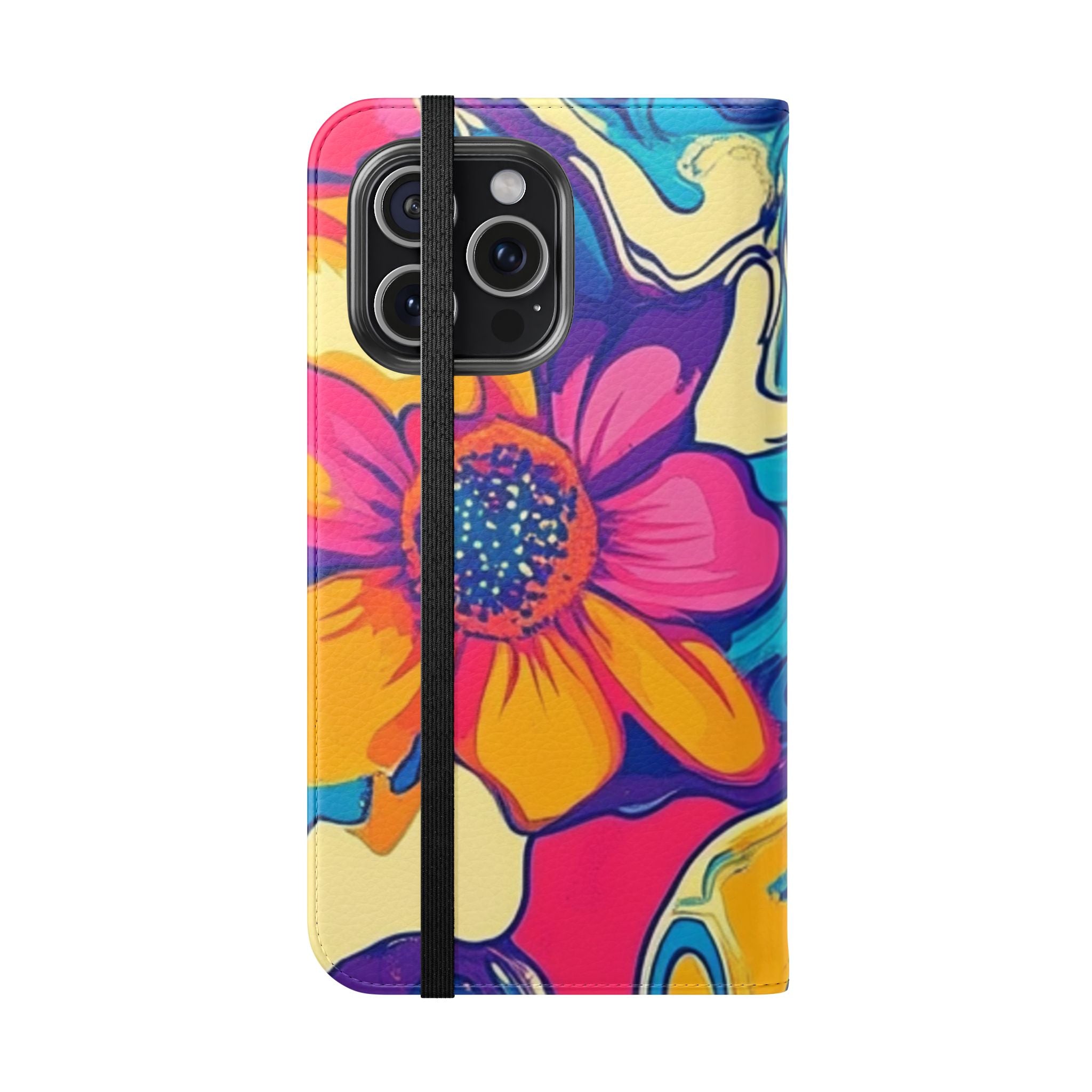 Vibrant Psychedelic Floral Flip Cases, Artsulli - Art is Long, Life is Short, Phone Case, , , , , , ,