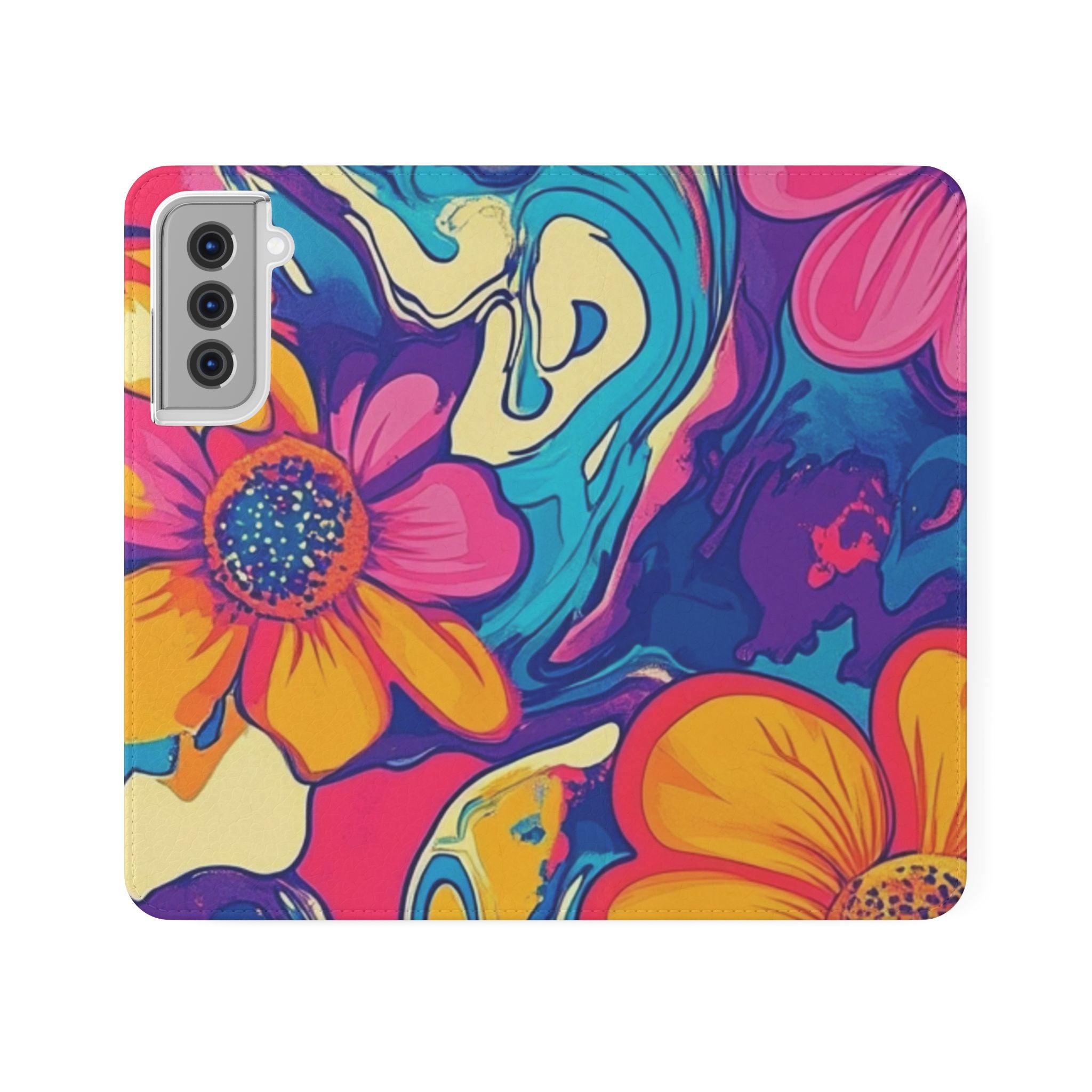 Vibrant Psychedelic Floral Flip Cases, Artsulli - Art is Long, Life is Short, Phone Case, Size, Samsung Galaxy S21, , , , , 24440347061063539969