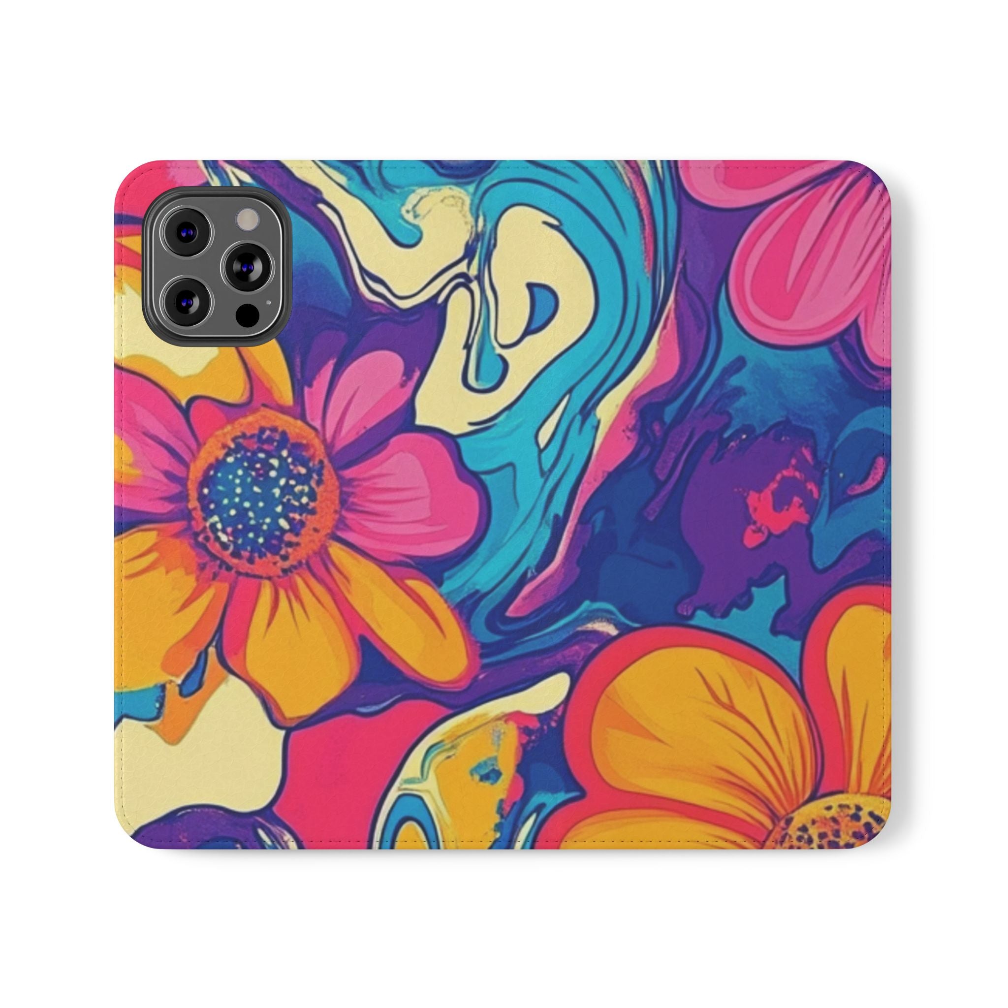 Vibrant Psychedelic Floral Flip Cases, Artsulli - Art is Long, Life is Short, Phone Case, Size, iPhone 12 Pro Max, , , , , 96344484349530594601
