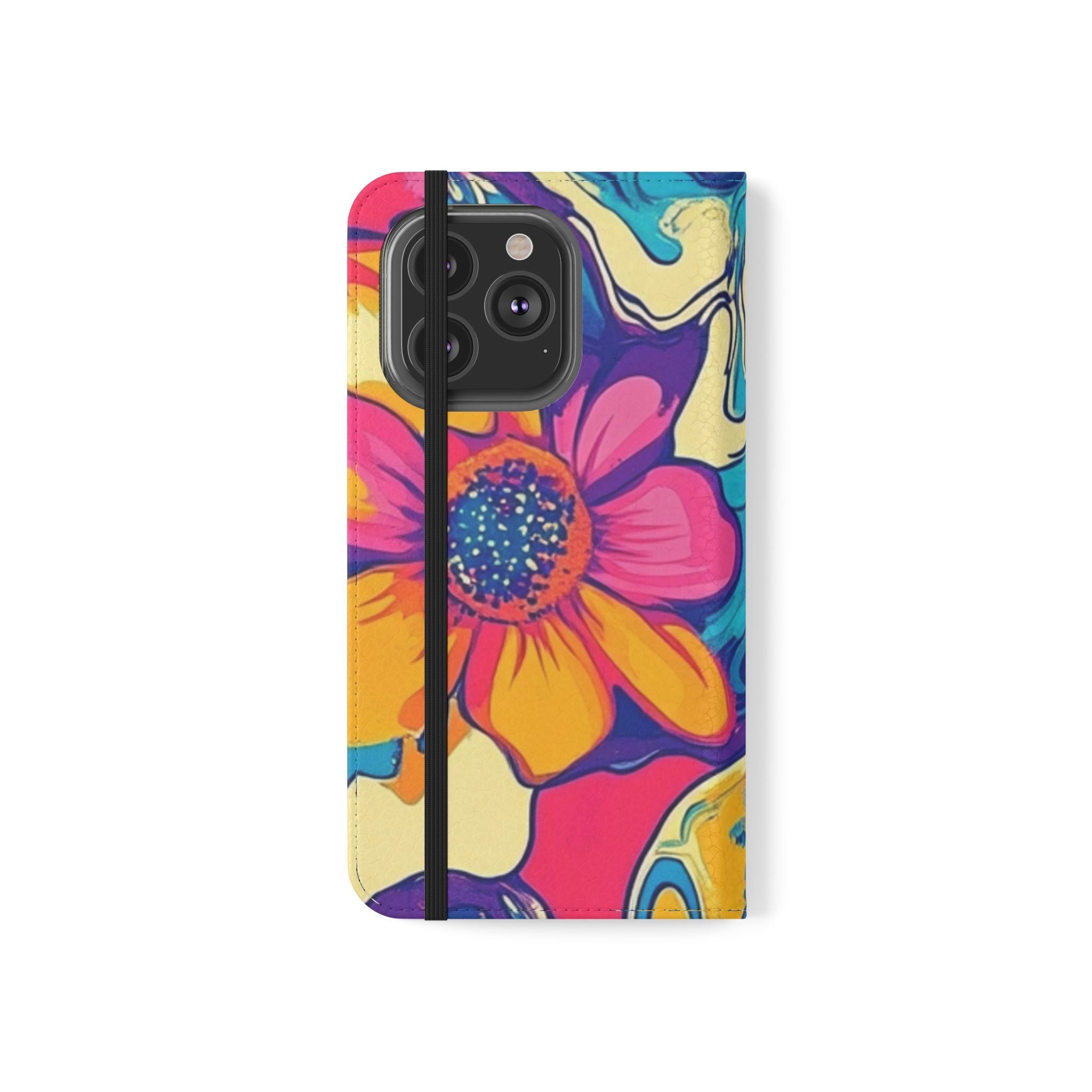 Vibrant Psychedelic Floral Flip Cases, Artsulli - Art is Long, Life is Short, Phone Case, , , , , , ,