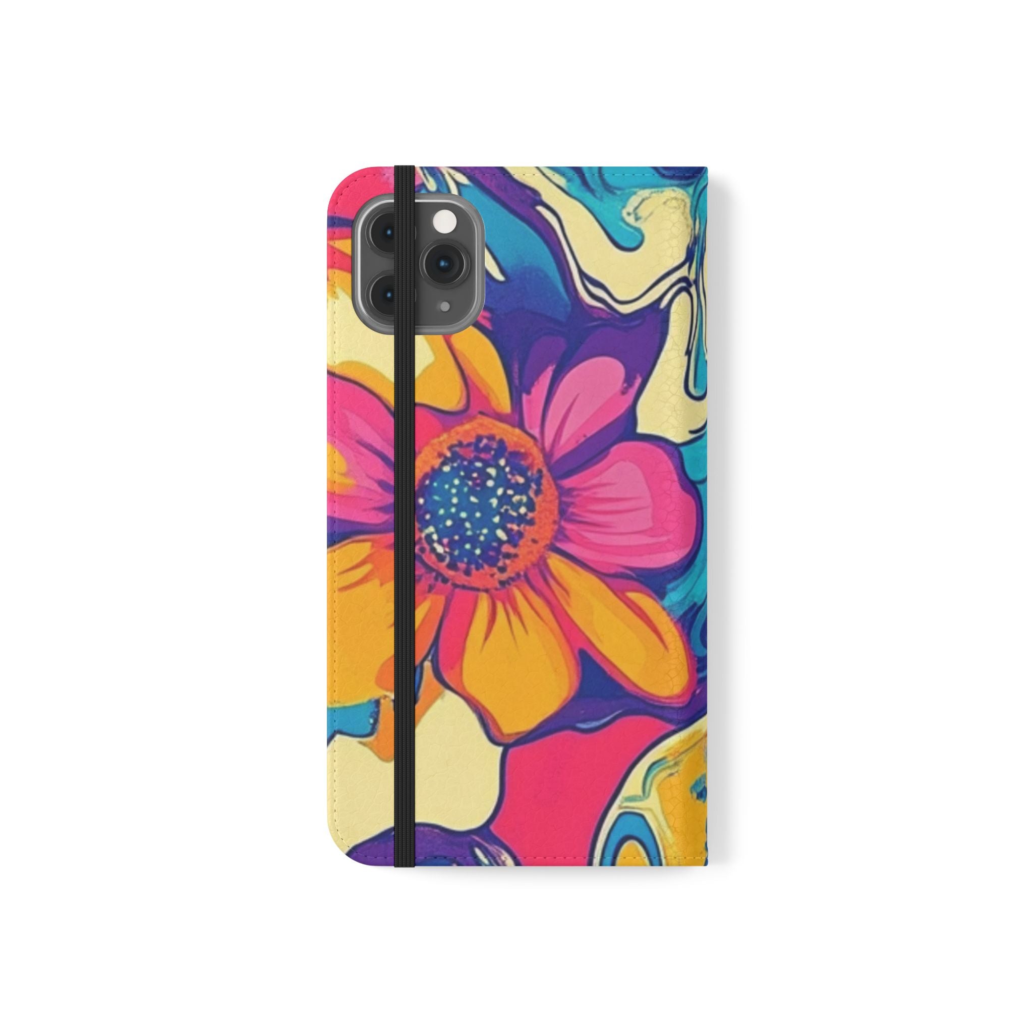 Vibrant Psychedelic Floral Flip Cases, Artsulli - Art is Long, Life is Short, Phone Case, , , , , , ,