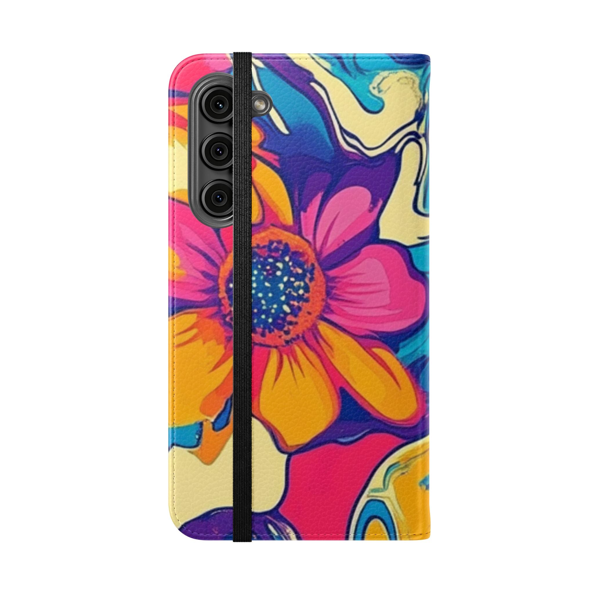 Vibrant Psychedelic Floral Flip Cases, Artsulli - Art is Long, Life is Short, Phone Case, , , , , , ,
