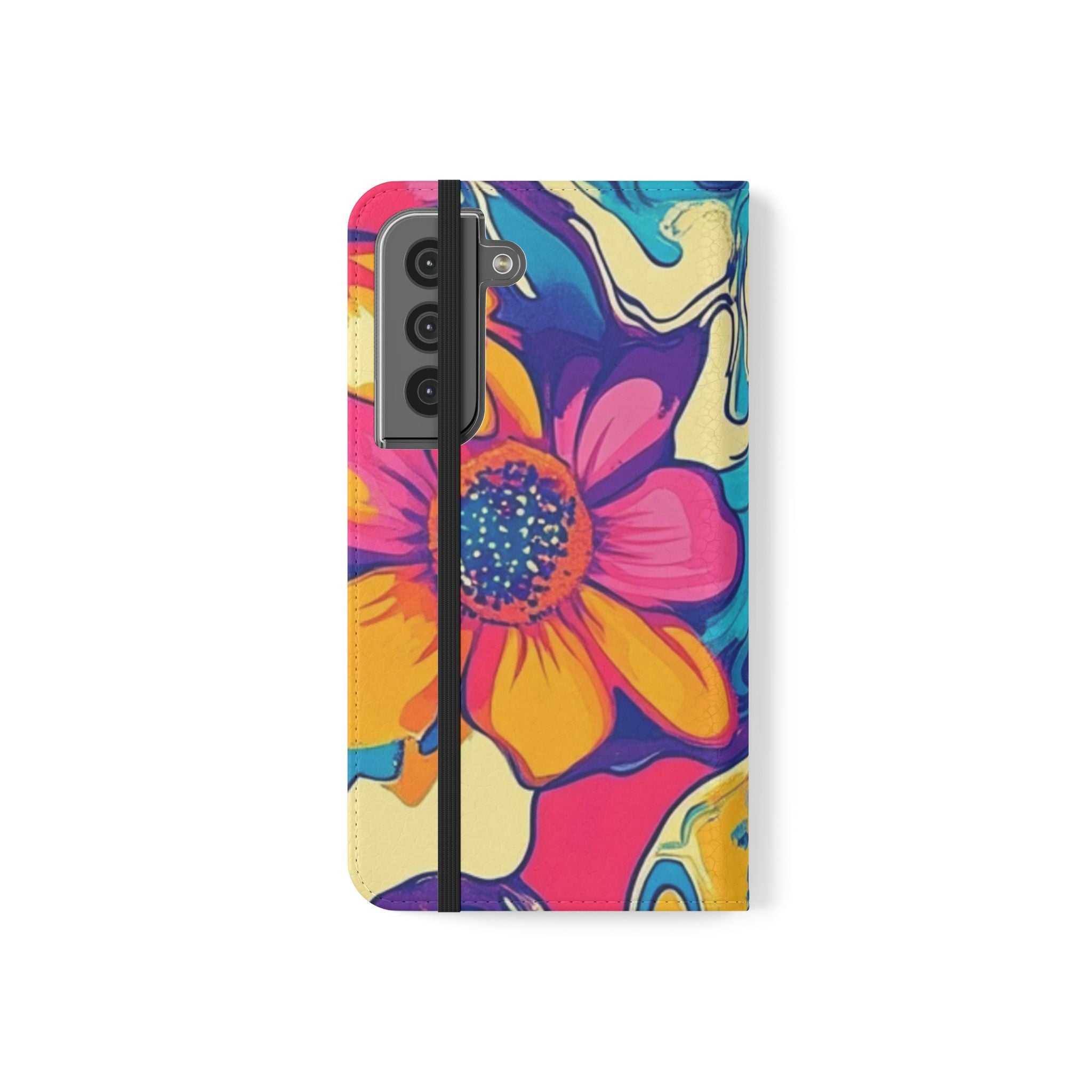 Vibrant Psychedelic Floral Flip Cases, Artsulli - Art is Long, Life is Short, Phone Case, , , , , , ,