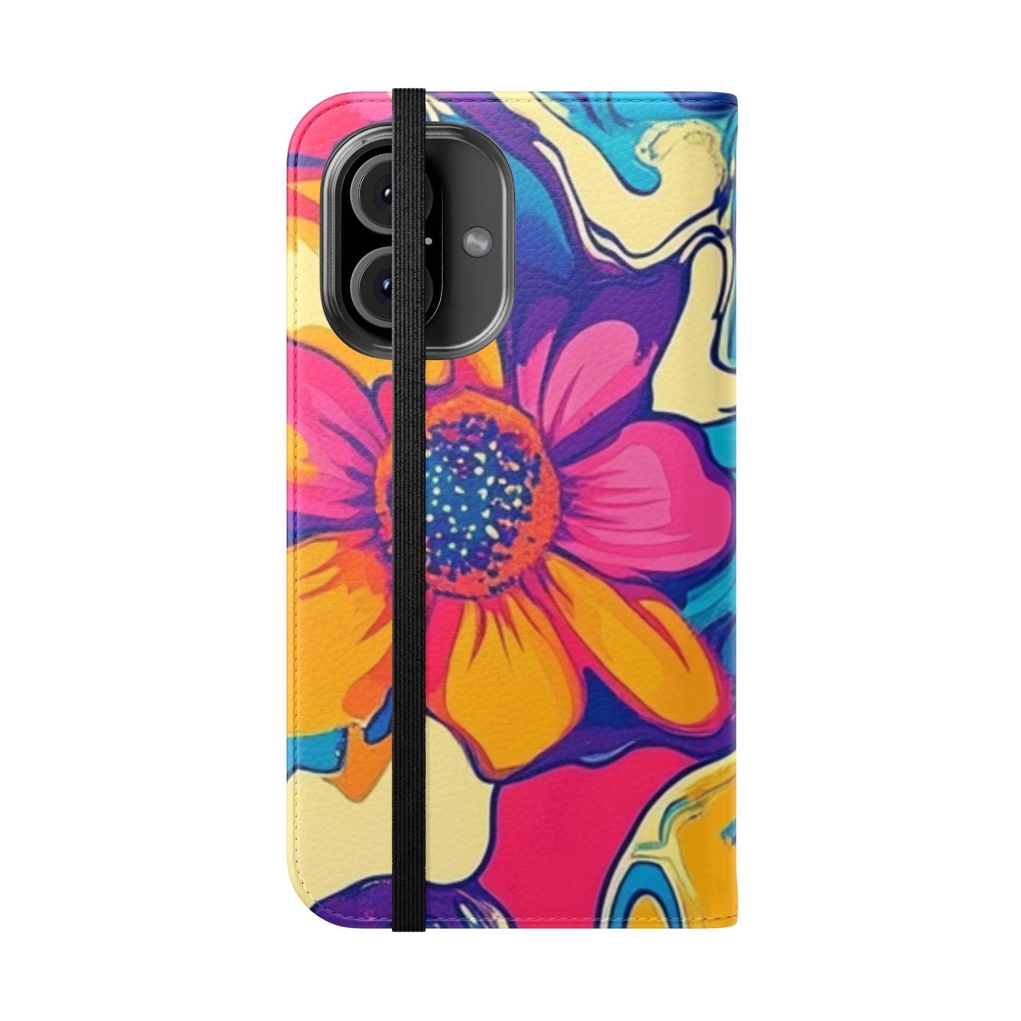 Vibrant Psychedelic Floral Flip Cases, Artsulli - Art is Long, Life is Short, Phone Case, , , , , , ,