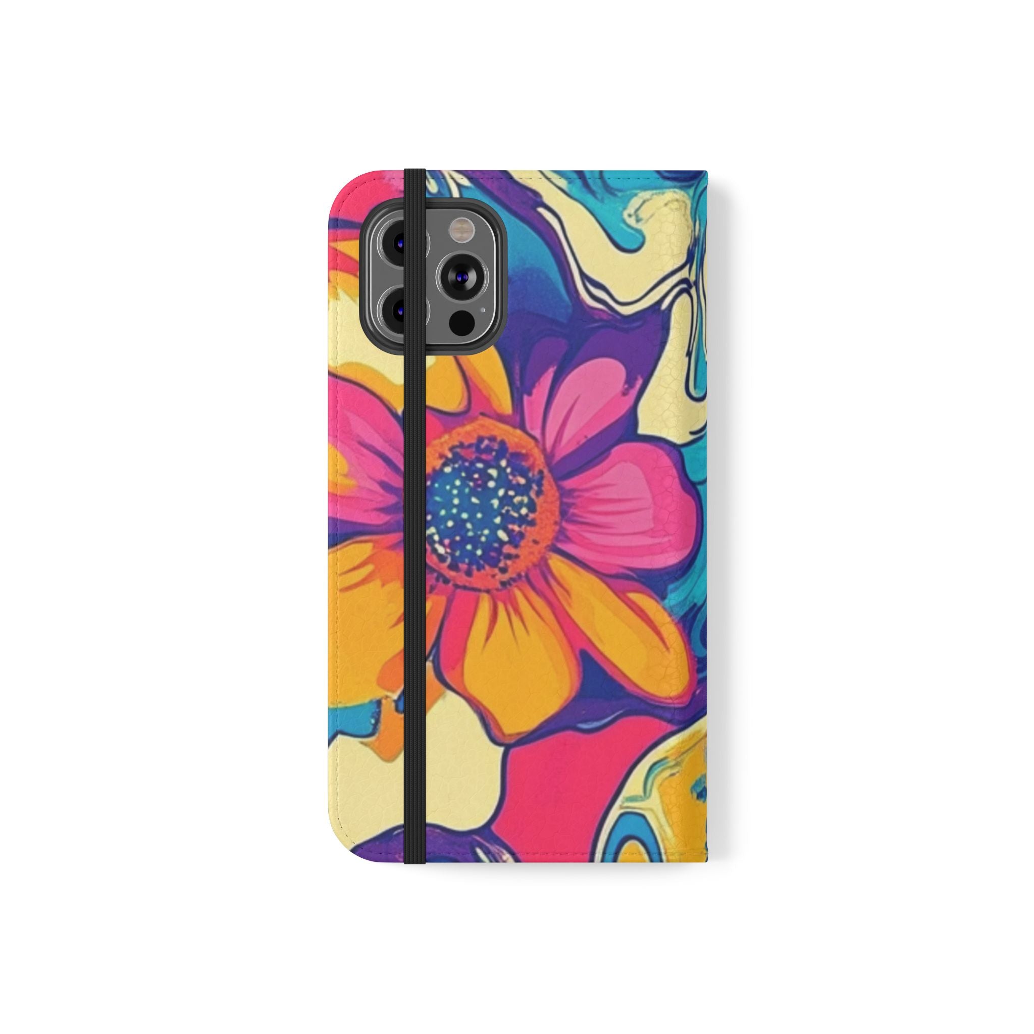 Vibrant Psychedelic Floral Flip Cases, Artsulli - Art is Long, Life is Short, Phone Case, , , , , , ,