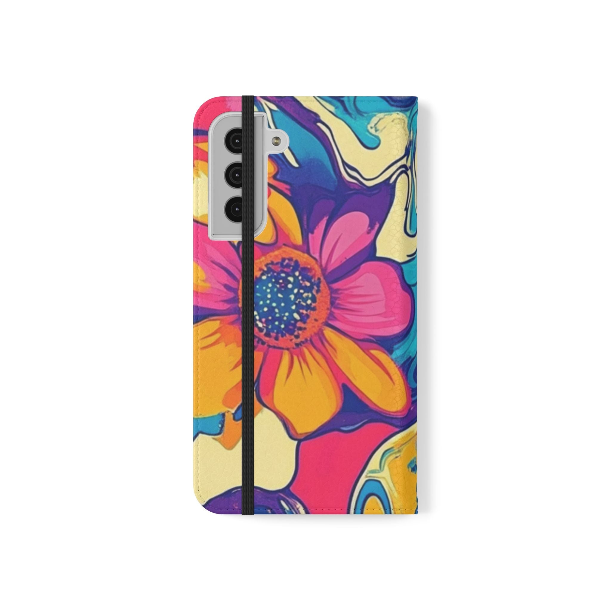 Vibrant Psychedelic Floral Flip Cases, Artsulli - Art is Long, Life is Short, Phone Case, , , , , , ,