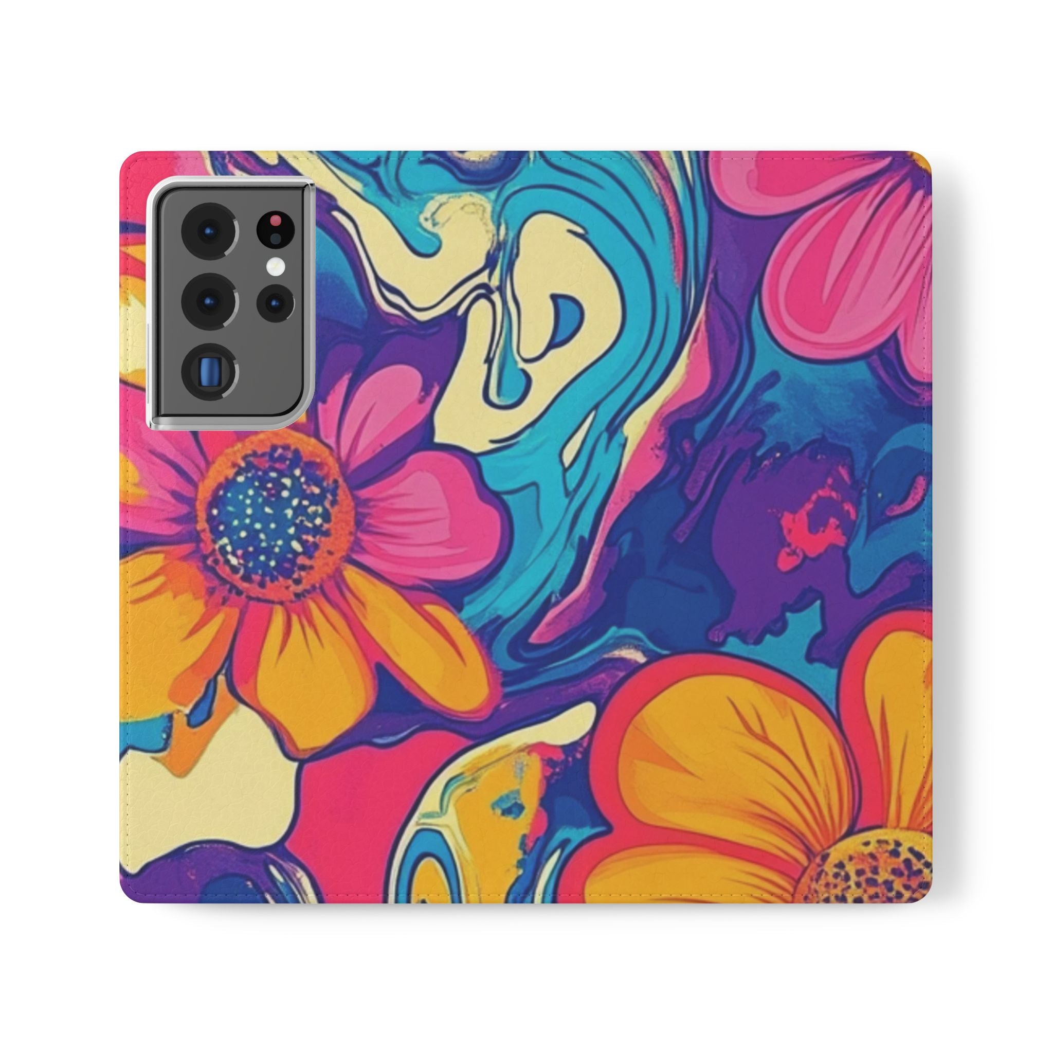 Vibrant Psychedelic Floral Flip Cases, Artsulli - Art is Long, Life is Short, Phone Case, Size, Samsung Galaxy S21 Ultra, , , , , 16980037375323413295