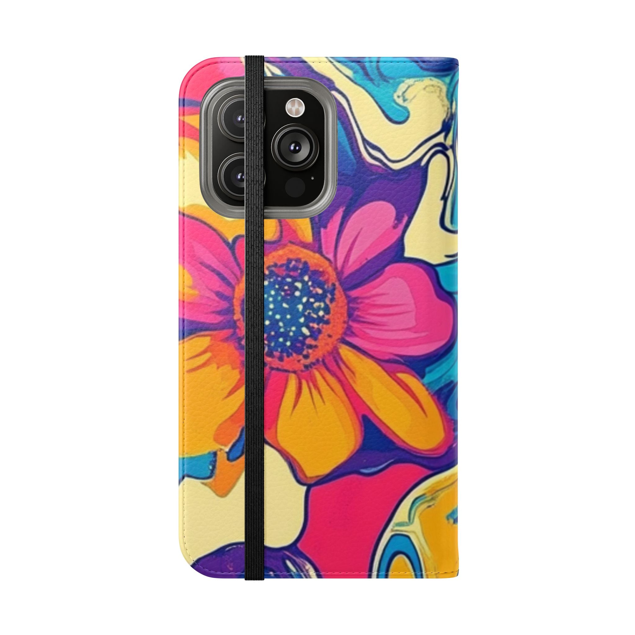 Vibrant Psychedelic Floral Flip Cases, Artsulli - Art is Long, Life is Short, Phone Case, , , , , , ,