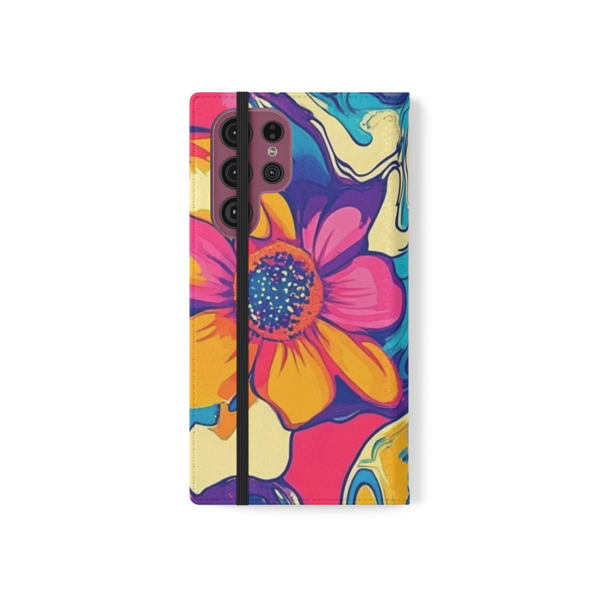 Vibrant Psychedelic Floral Flip Cases, Artsulli - Art is Long, Life is Short, Phone Case, , , , , , ,