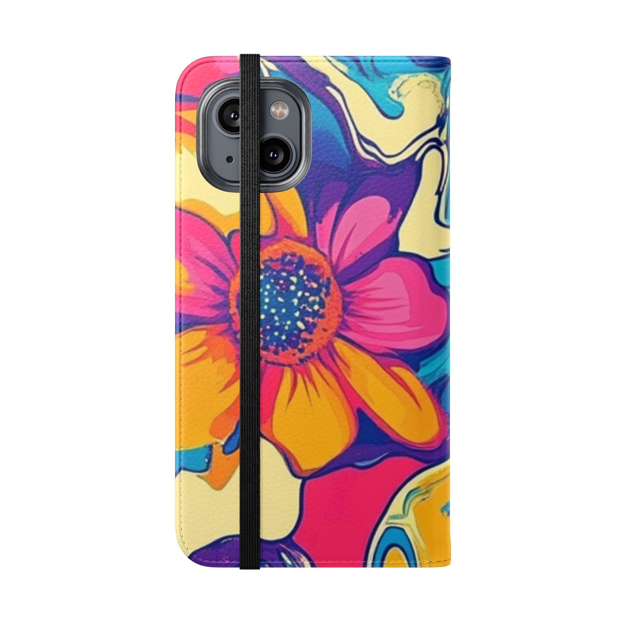 Vibrant Psychedelic Floral Flip Cases, Artsulli - Art is Long, Life is Short, Phone Case, , , , , , ,