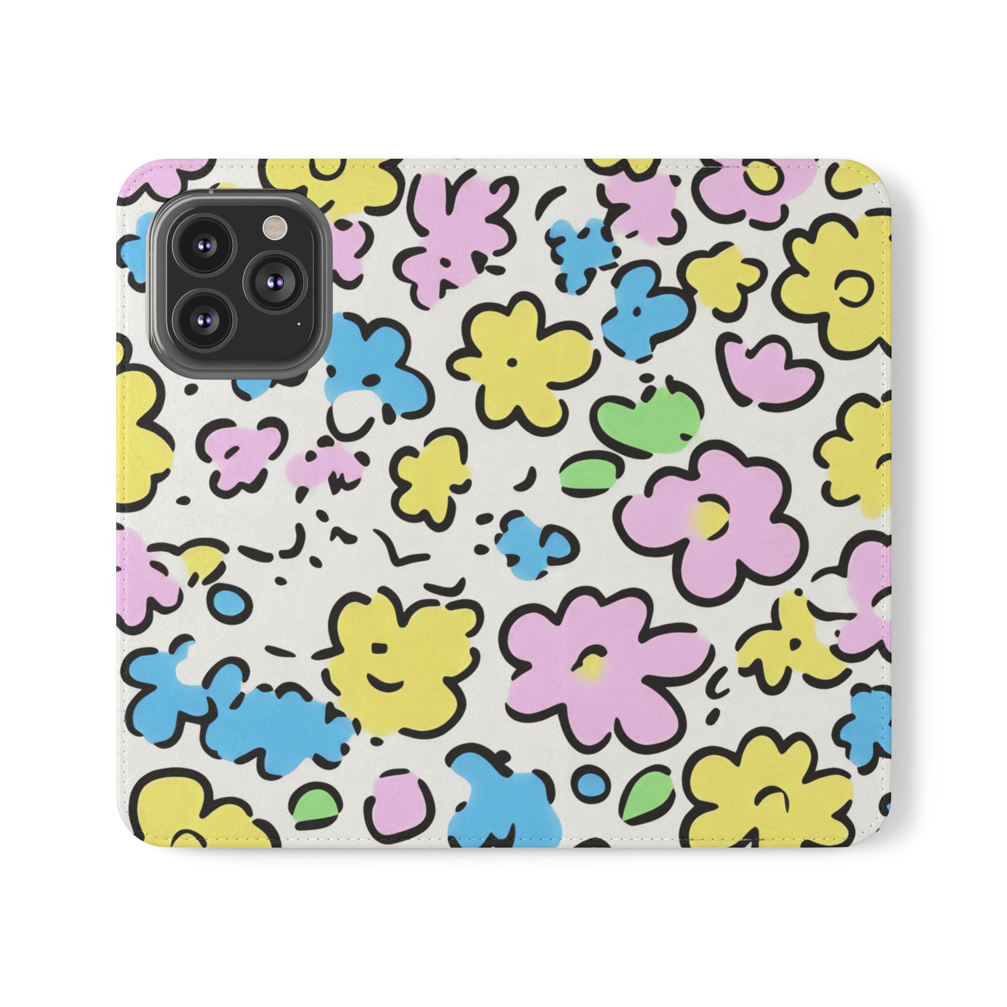White Colorful Floral Flip Cases, Artsulli - Art is Long, Life is Short, Phone Case, Size, iPhone 13 Pro, , , , , 20557406139280392480