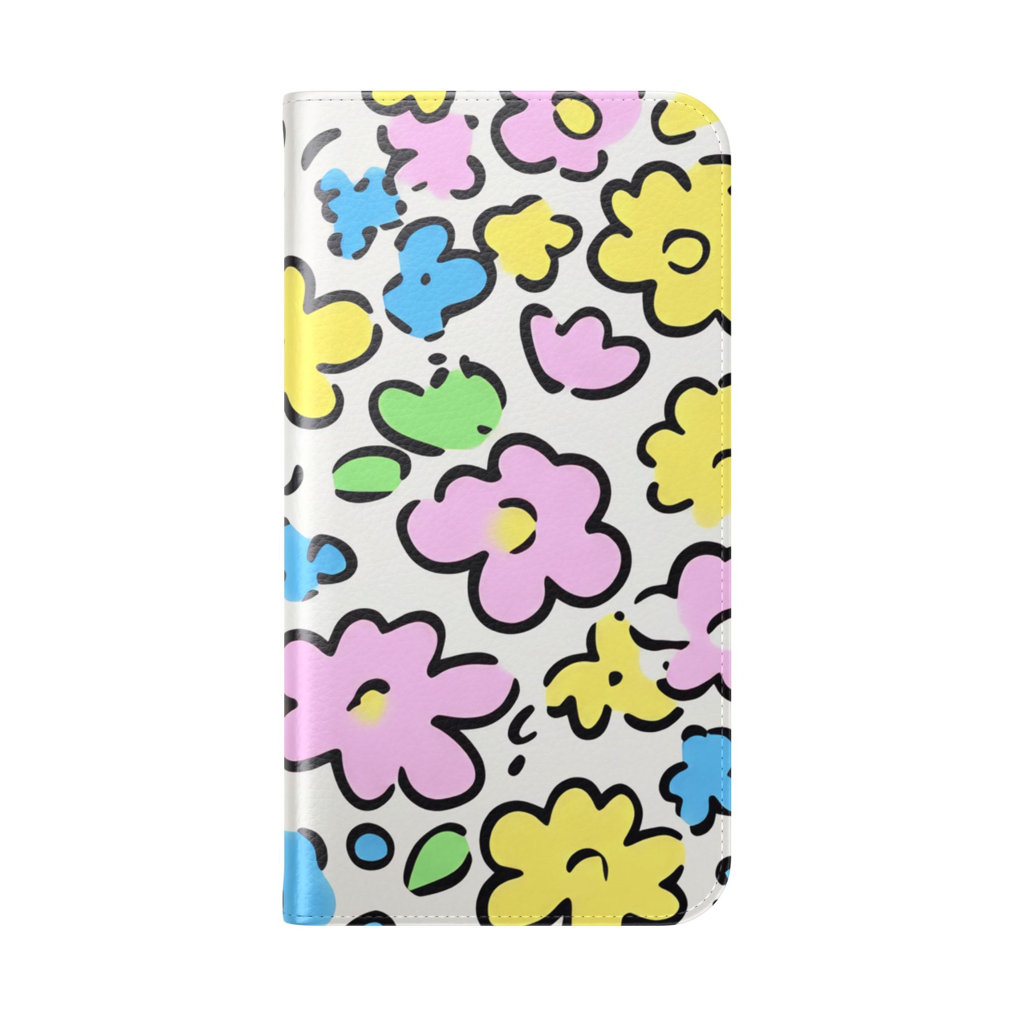 White Colorful Floral Flip Cases, Artsulli - Art is Long, Life is Short, Phone Case, , , , , , ,