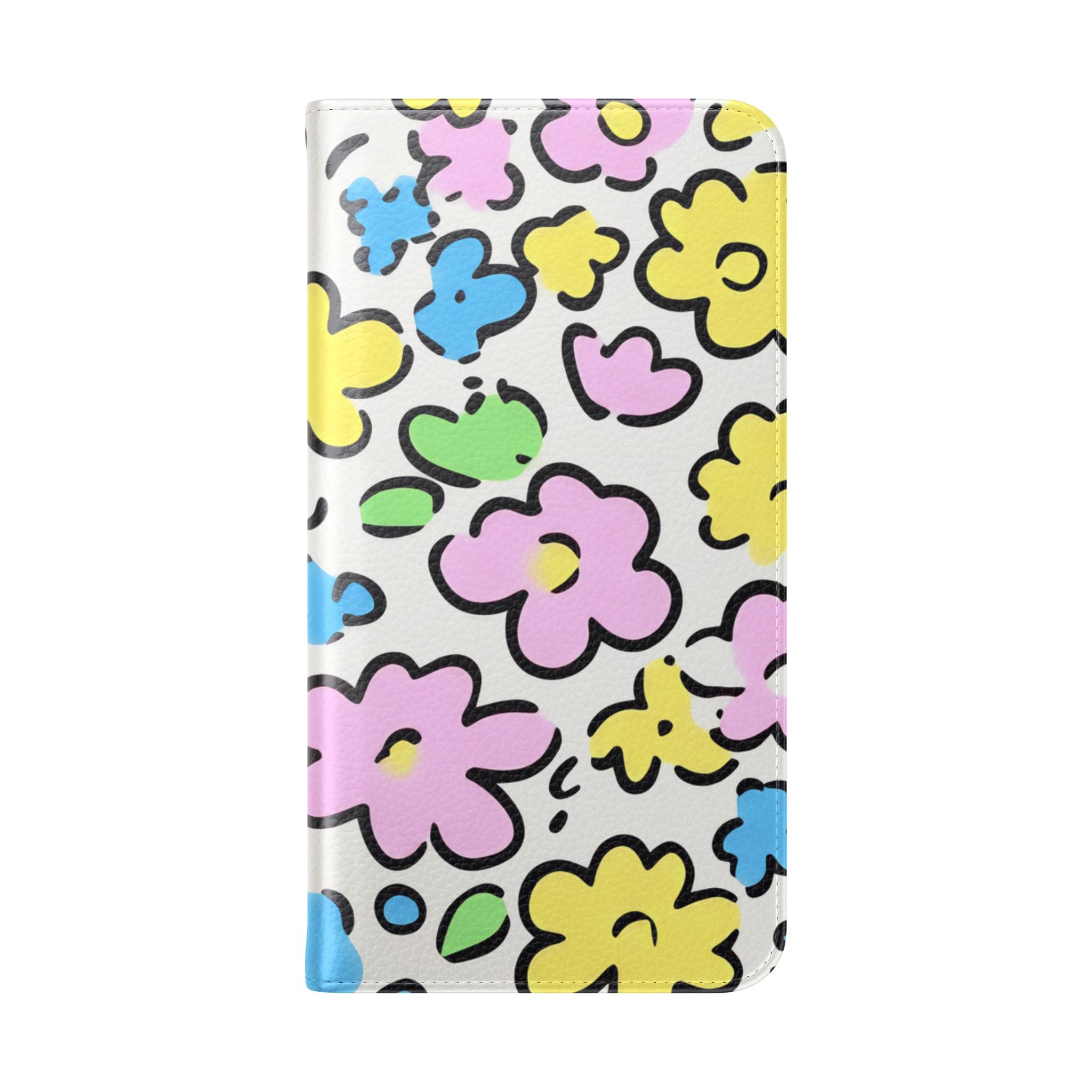 White Colorful Floral Flip Cases, Artsulli - Art is Long, Life is Short, Phone Case, , , , , , ,