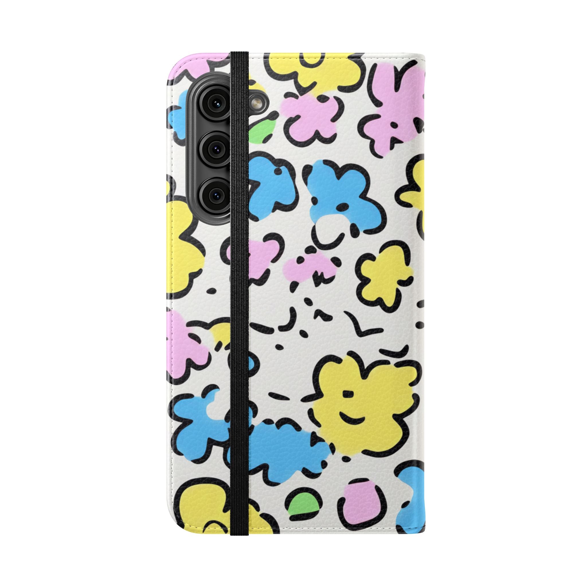White Colorful Floral Flip Cases, Artsulli - Art is Long, Life is Short, Phone Case, , , , , , ,