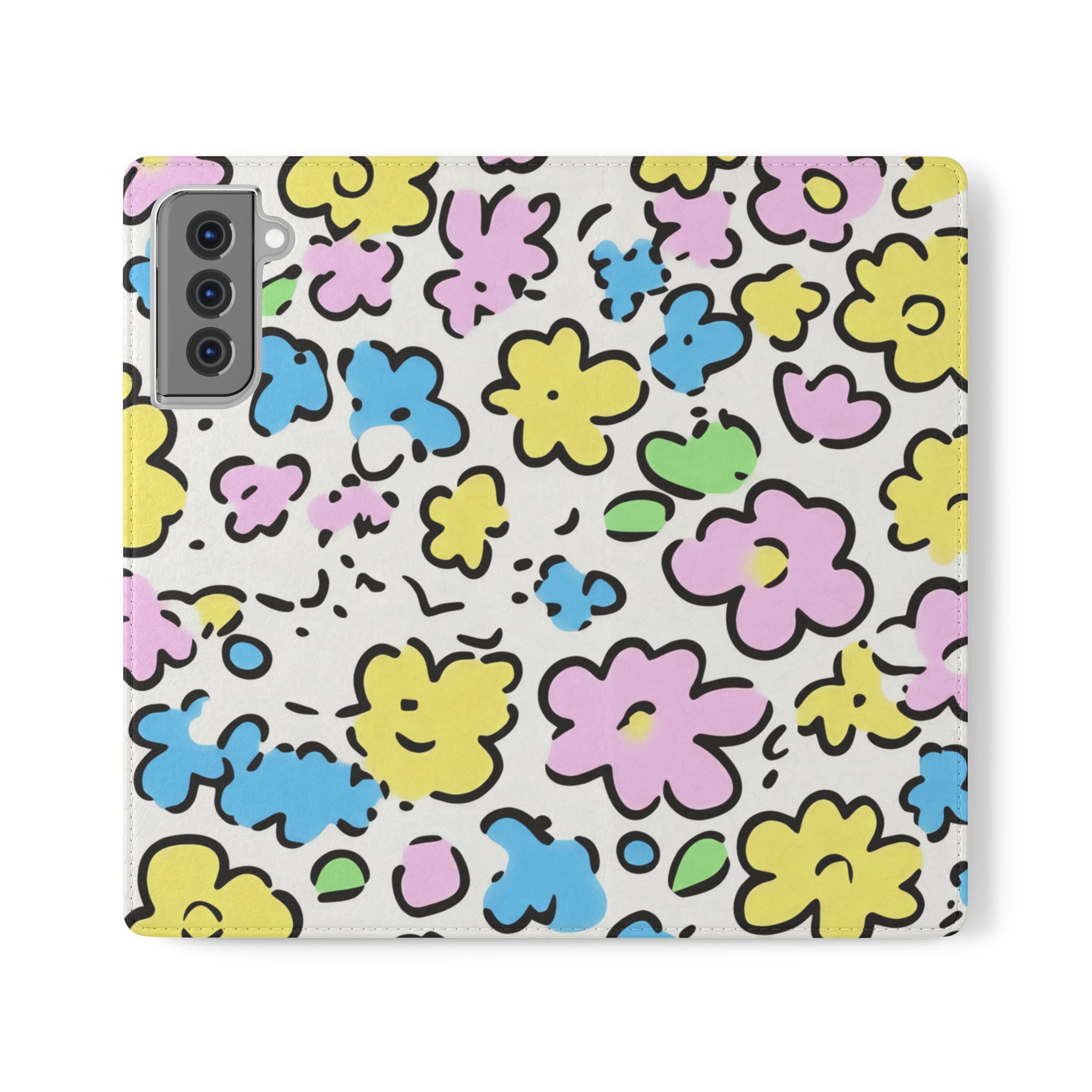 White Colorful Floral Flip Cases, Artsulli - Art is Long, Life is Short, Phone Case, Size, Samsung Galaxy S21 Plus, , , , , 14204705485576630337