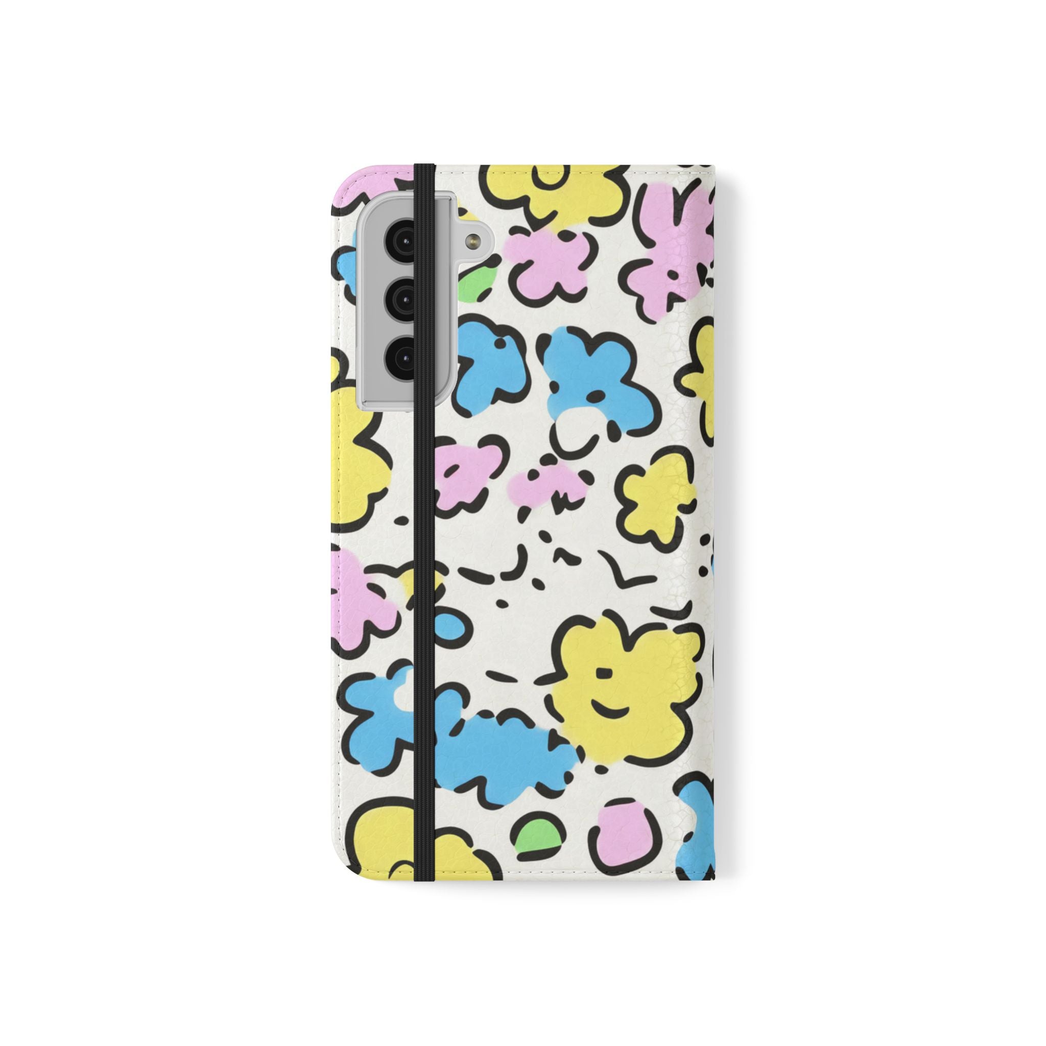 White Colorful Floral Flip Cases, Artsulli - Art is Long, Life is Short, Phone Case, , , , , , ,