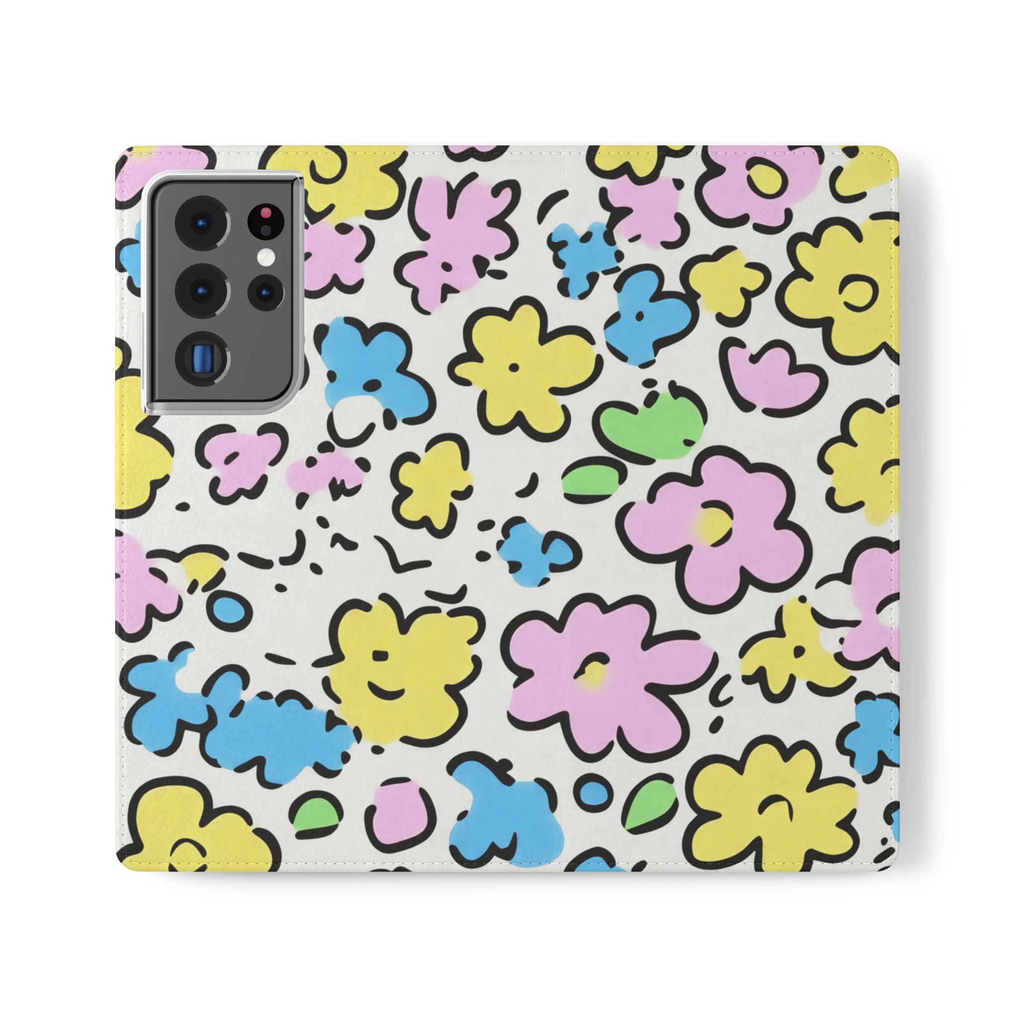 White Colorful Floral Flip Cases, Artsulli - Art is Long, Life is Short, Phone Case, Size, Samsung Galaxy S21 Ultra, , , , , 10571789286607862503