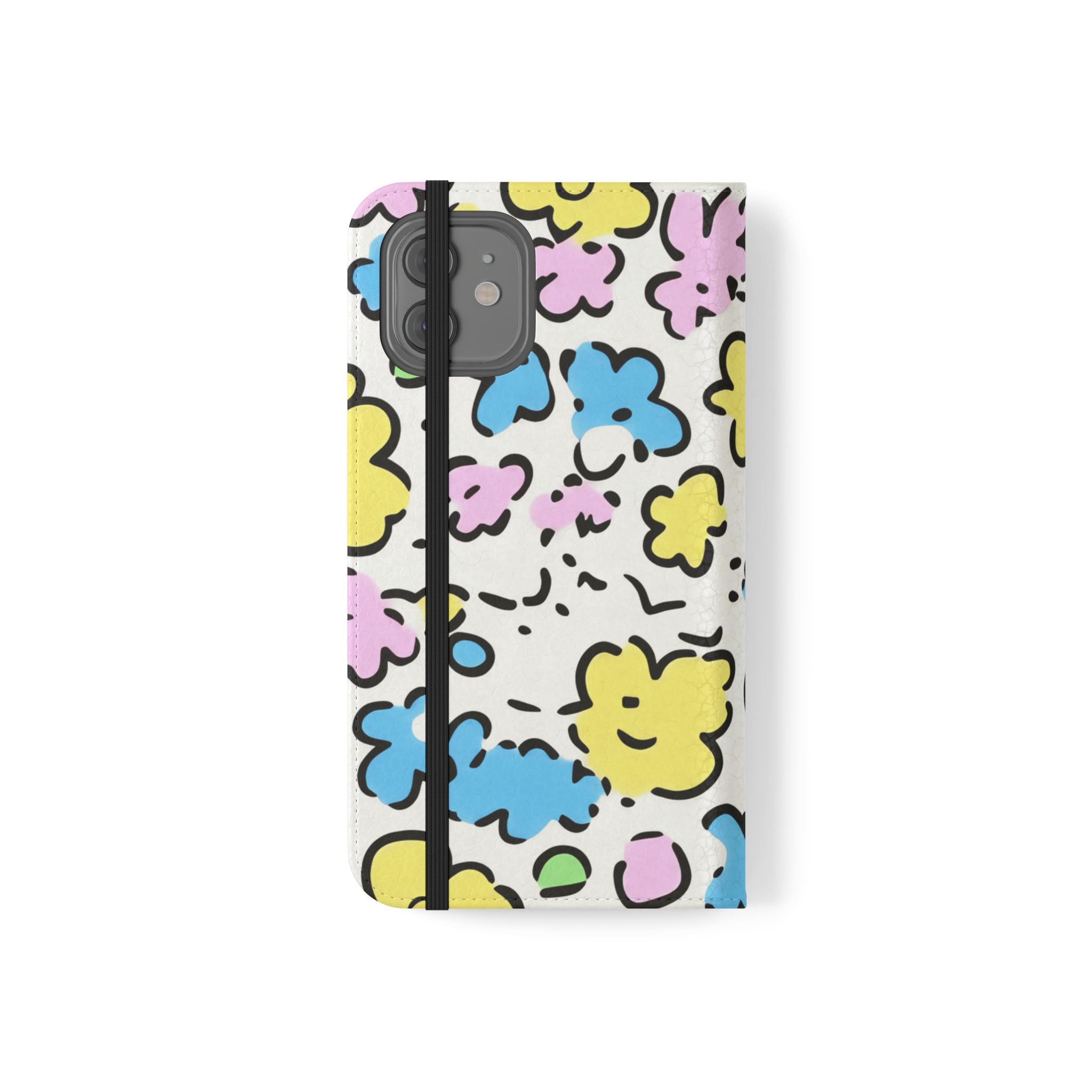 White Colorful Floral Flip Cases, Artsulli - Art is Long, Life is Short, Phone Case, , , , , , ,