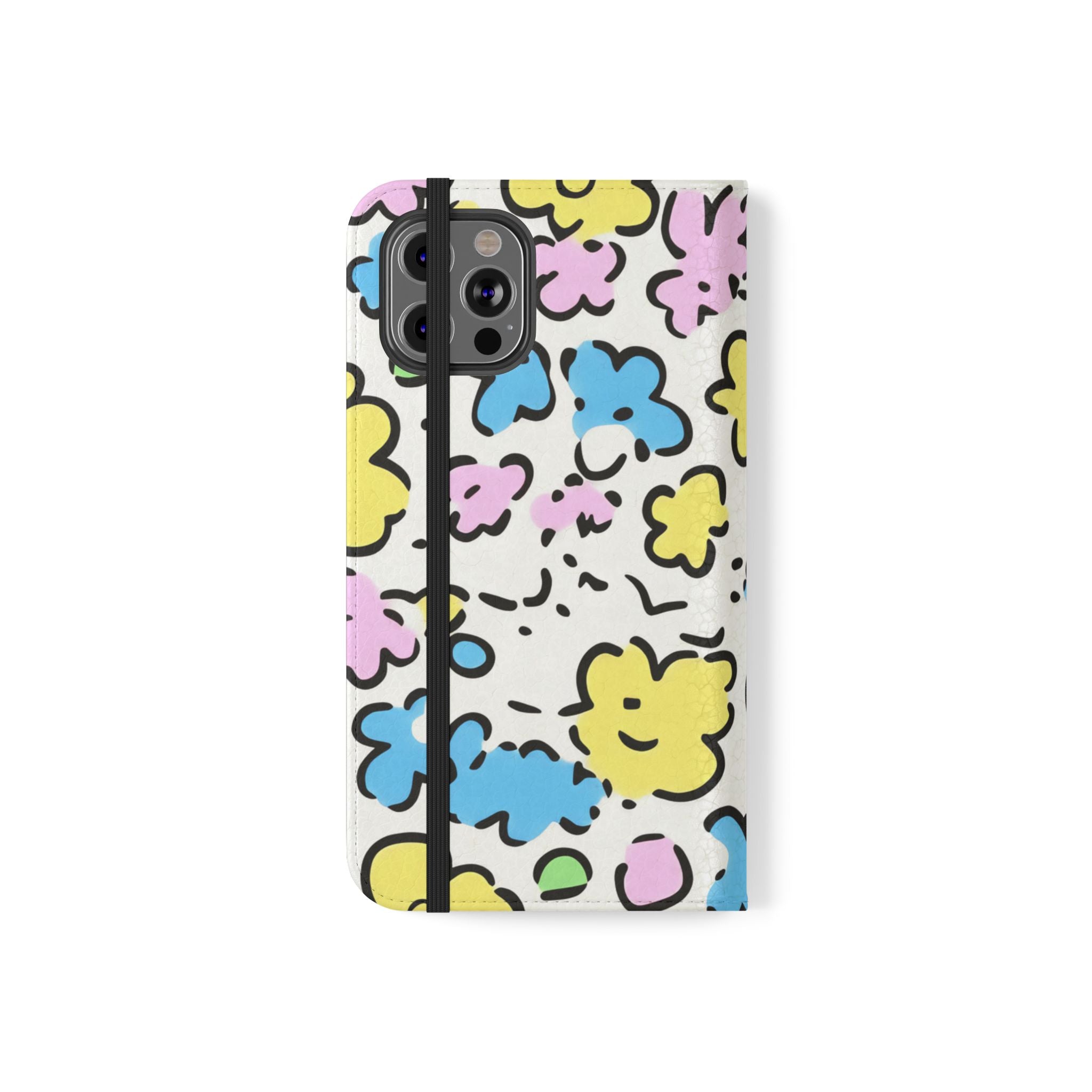 White Colorful Floral Flip Cases, Artsulli - Art is Long, Life is Short, Phone Case, , , , , , ,