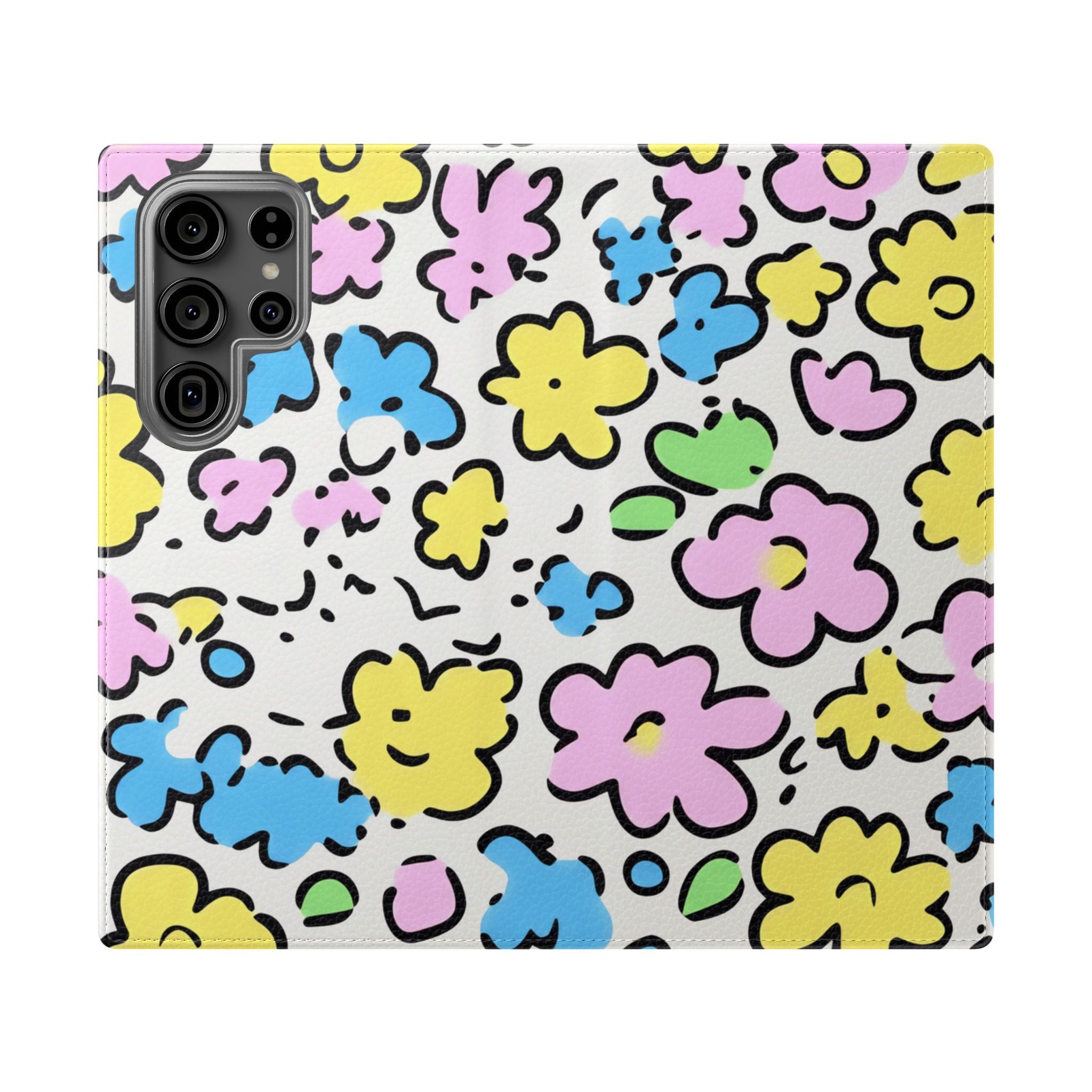 White Colorful Floral Flip Cases, Artsulli - Art is Long, Life is Short, Phone Case, Size, Samsung Galaxy S23 Ultra, , , , , 20500628902806065906