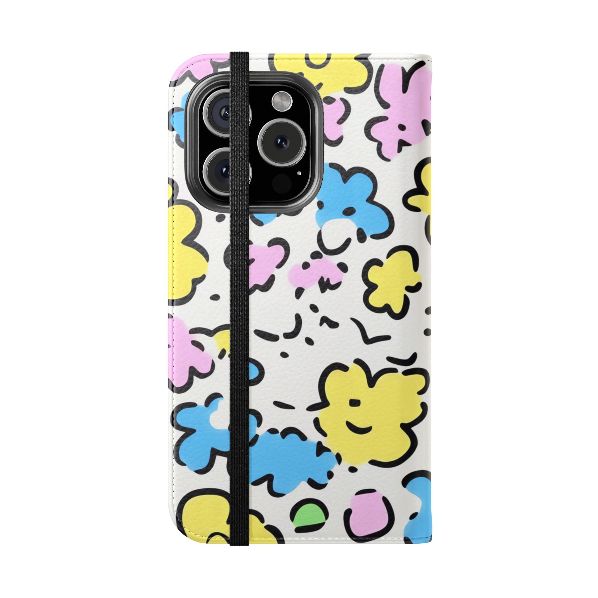 White Colorful Floral Flip Cases, Artsulli - Art is Long, Life is Short, Phone Case, , , , , , ,