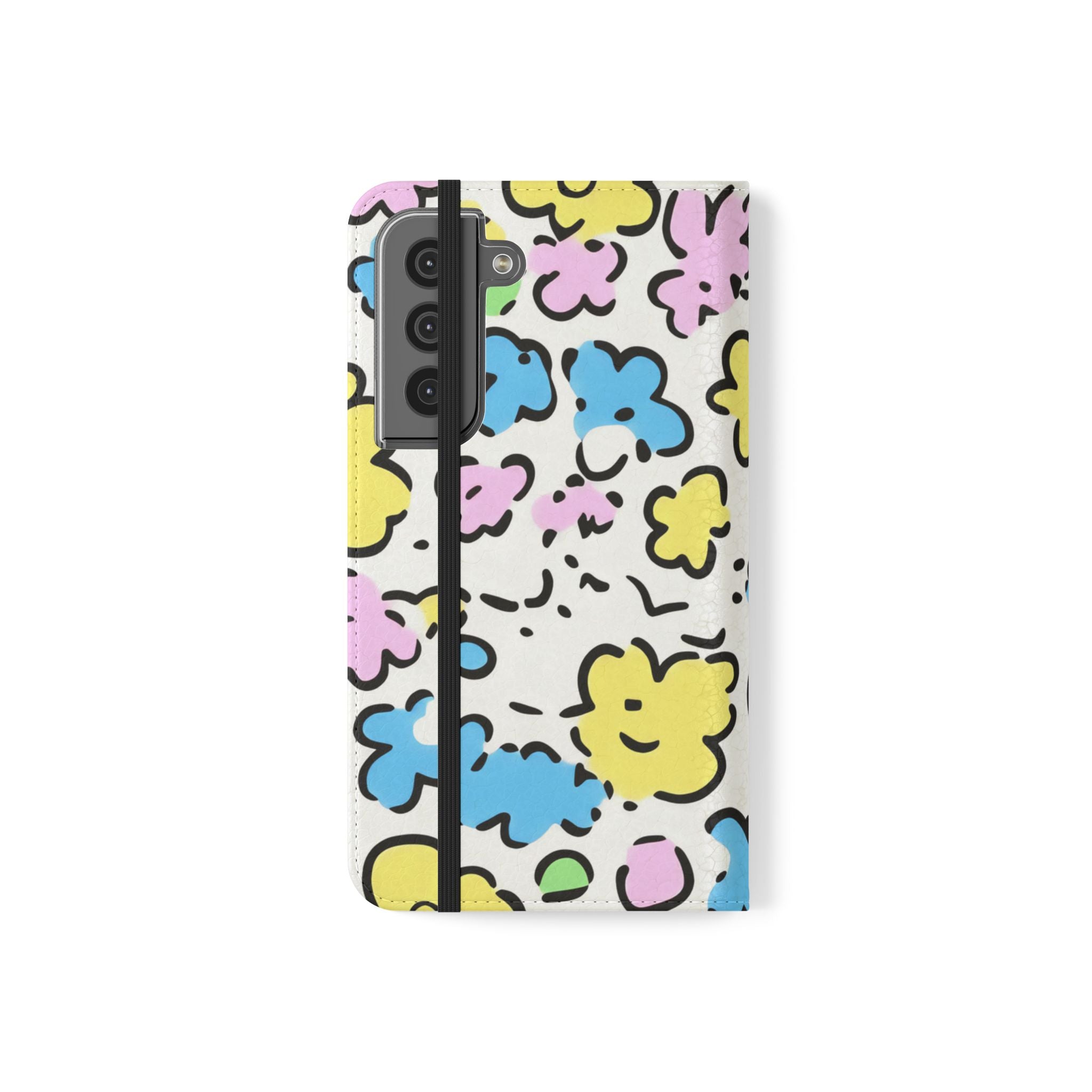 White Colorful Floral Flip Cases, Artsulli - Art is Long, Life is Short, Phone Case, , , , , , ,
