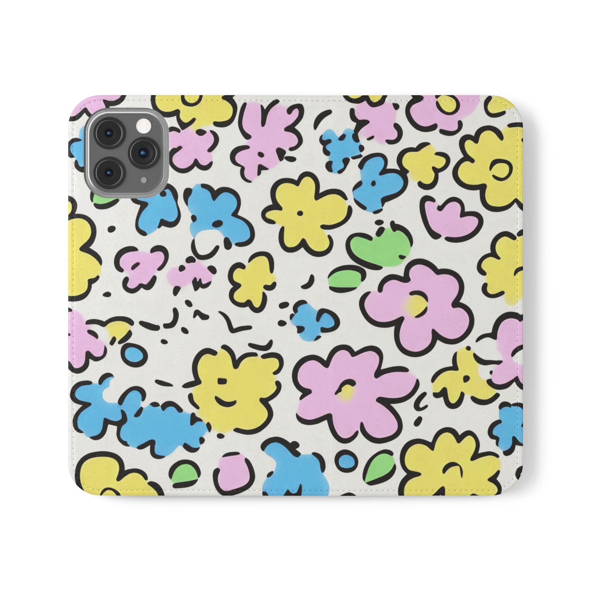 White Colorful Floral Flip Cases, Artsulli - Art is Long, Life is Short, Phone Case, Size, iPhone 11 Pro, , , , , 14584505409679374129