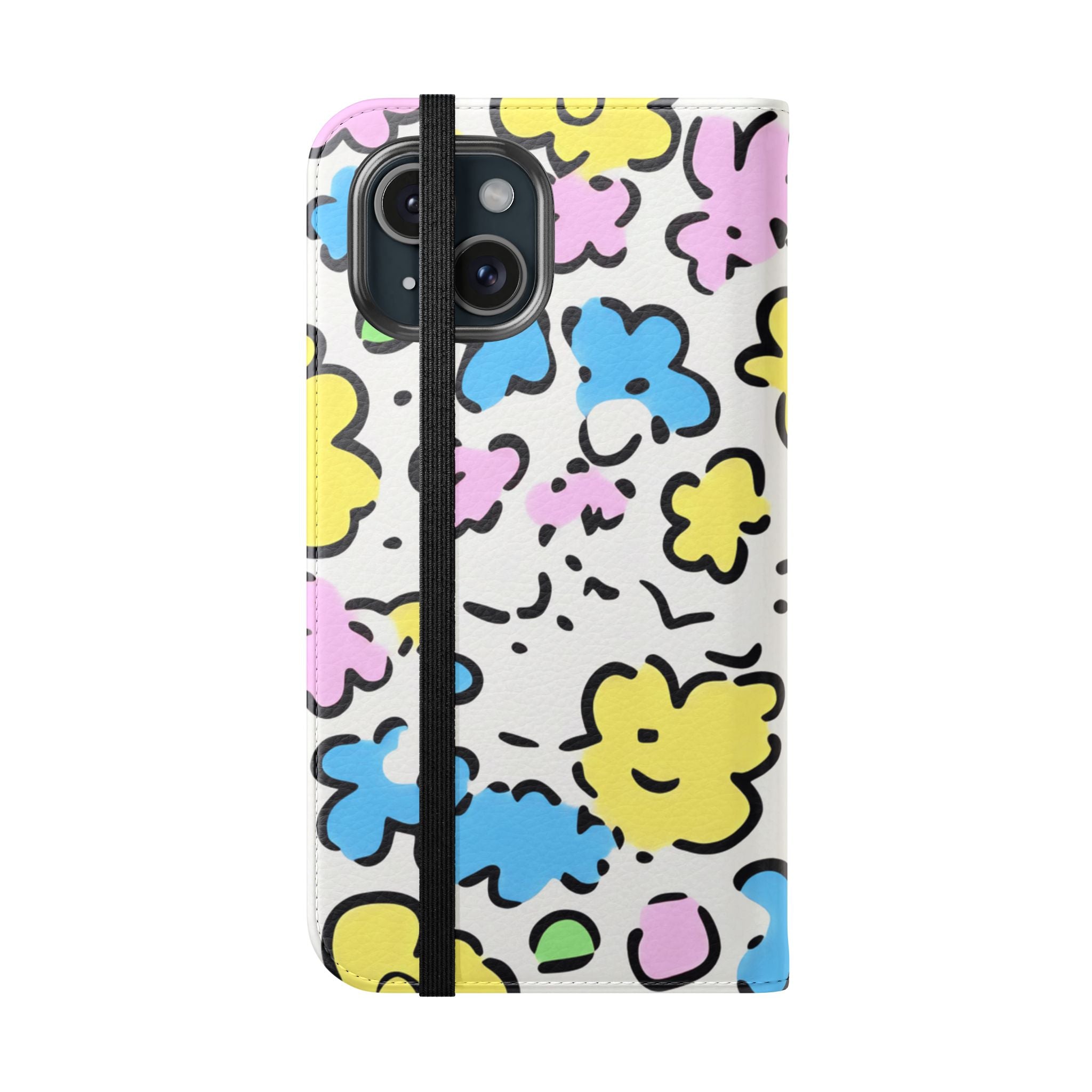 White Colorful Floral Flip Cases, Artsulli - Art is Long, Life is Short, Phone Case, , , , , , ,