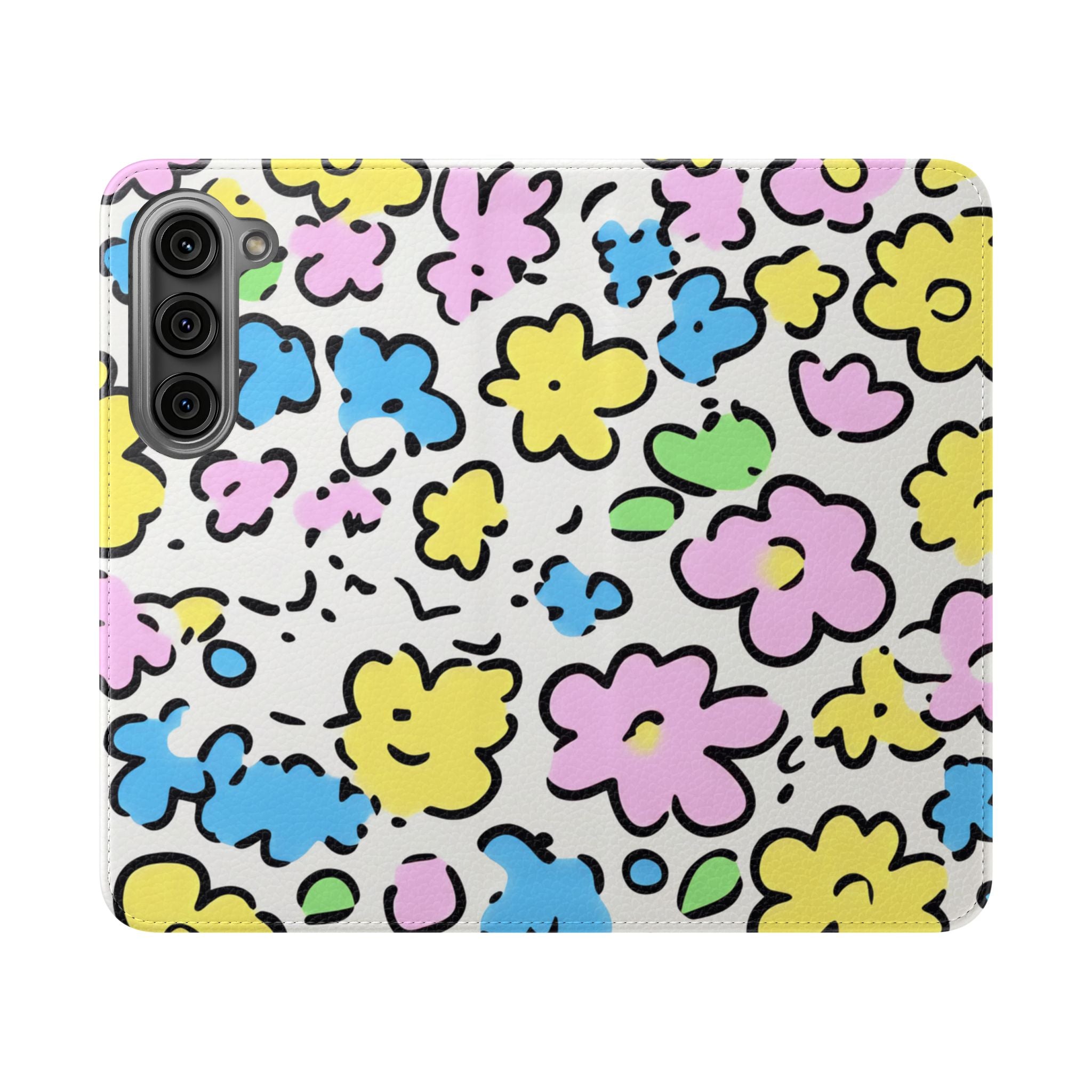 White Colorful Floral Flip Cases, Artsulli - Art is Long, Life is Short, Phone Case, Size, Samsung Galaxy S23, , , , , 16773734645265030006