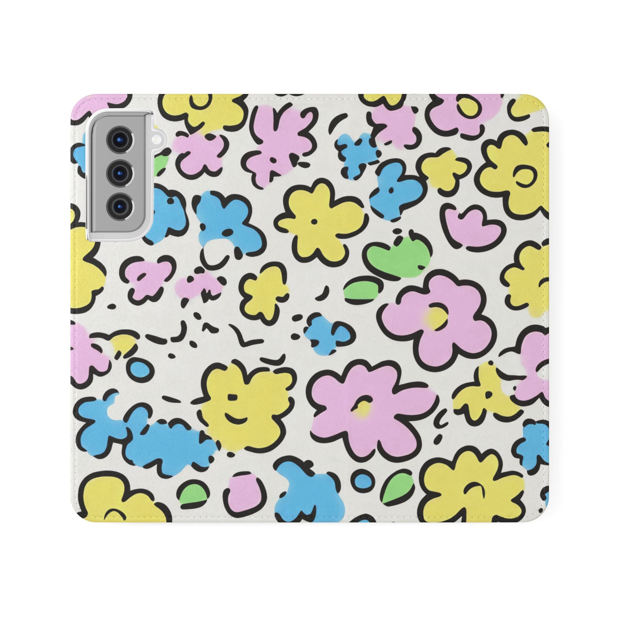 White Colorful Floral Flip Cases, Artsulli - Art is Long, Life is Short, Phone Case, Size, Samsung Galaxy S21, , , , , 59925951598373041038