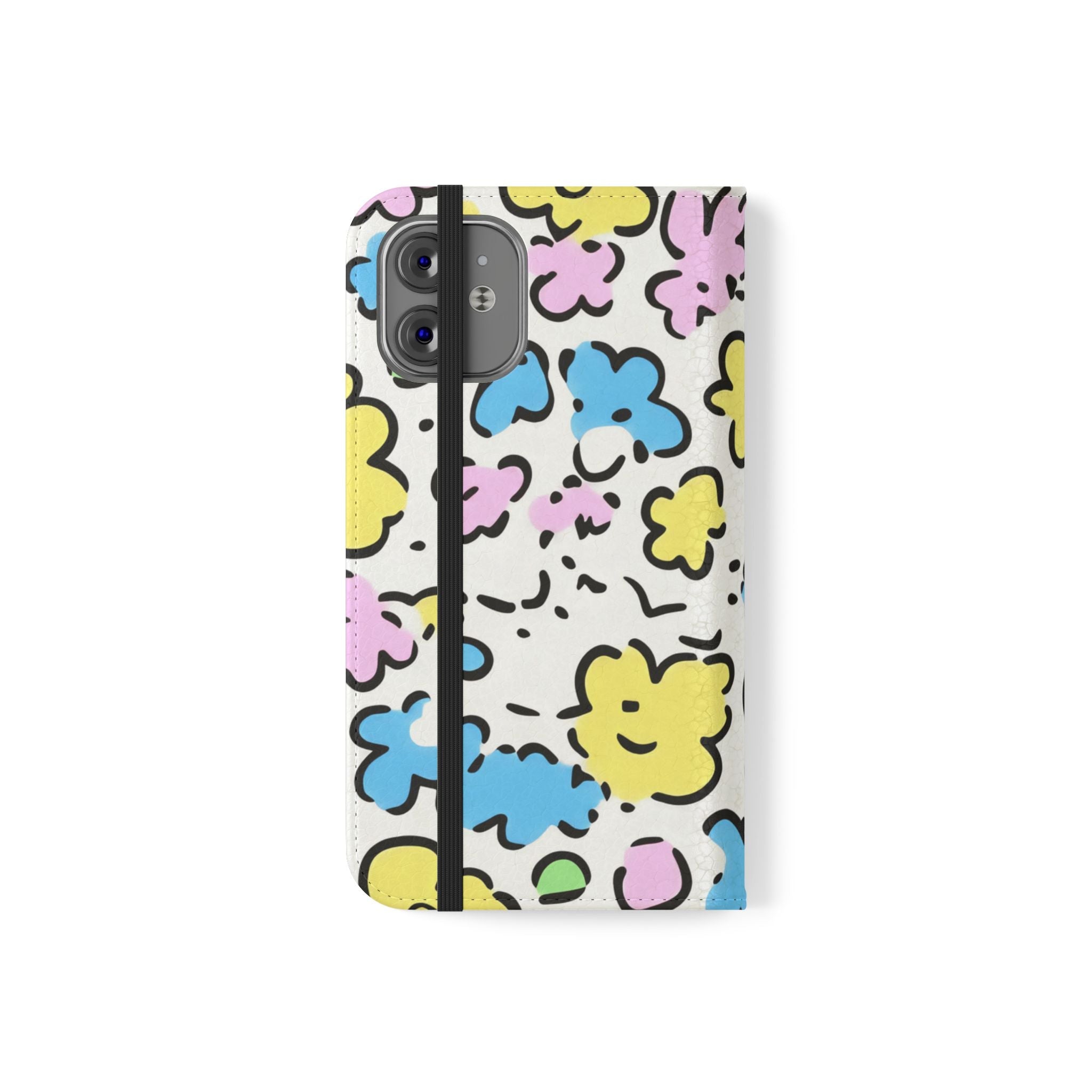 White Colorful Floral Flip Cases, Artsulli - Art is Long, Life is Short, Phone Case, , , , , , ,
