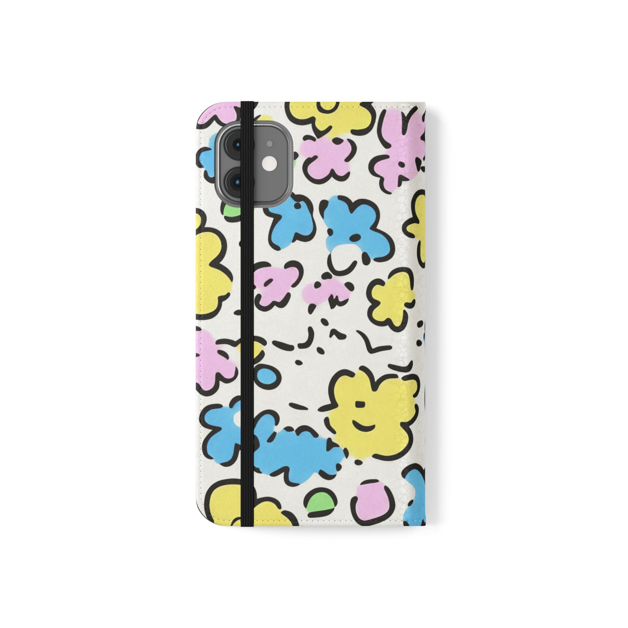 White Colorful Floral Flip Cases, Artsulli - Art is Long, Life is Short, Phone Case, , , , , , ,
