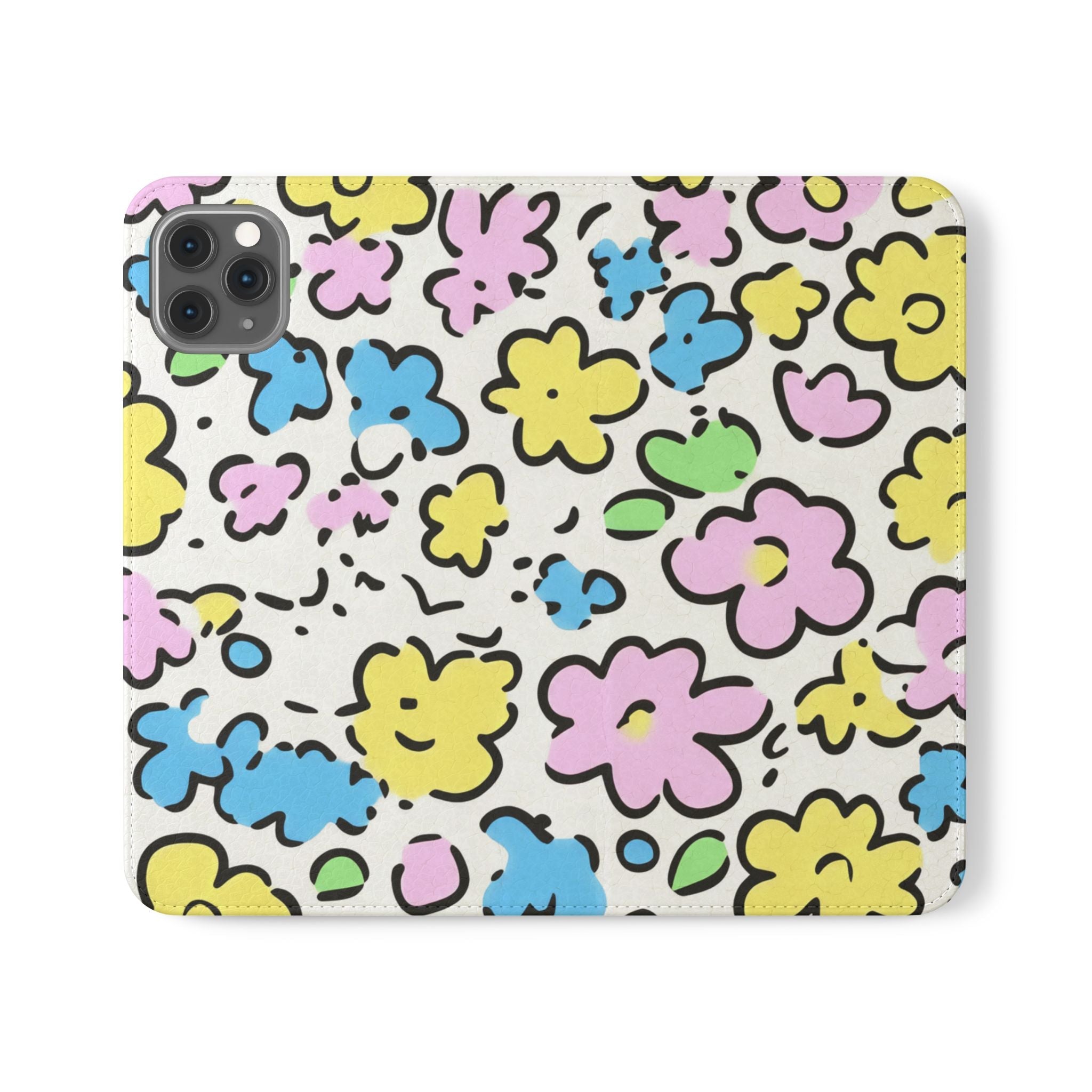 White Colorful Floral Flip Cases, Artsulli - Art is Long, Life is Short, Phone Case, Size, iPhone 11 Pro Max, , , , , 14500737353473316804