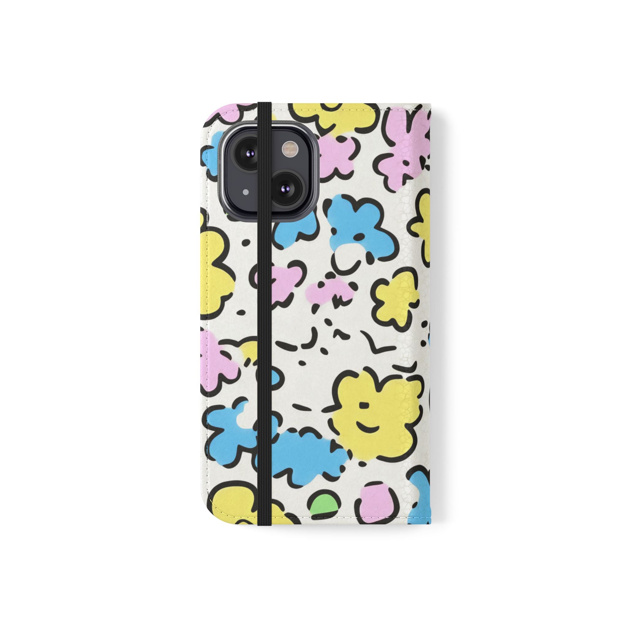 White Colorful Floral Flip Cases, Artsulli - Art is Long, Life is Short, Phone Case, , , , , , ,