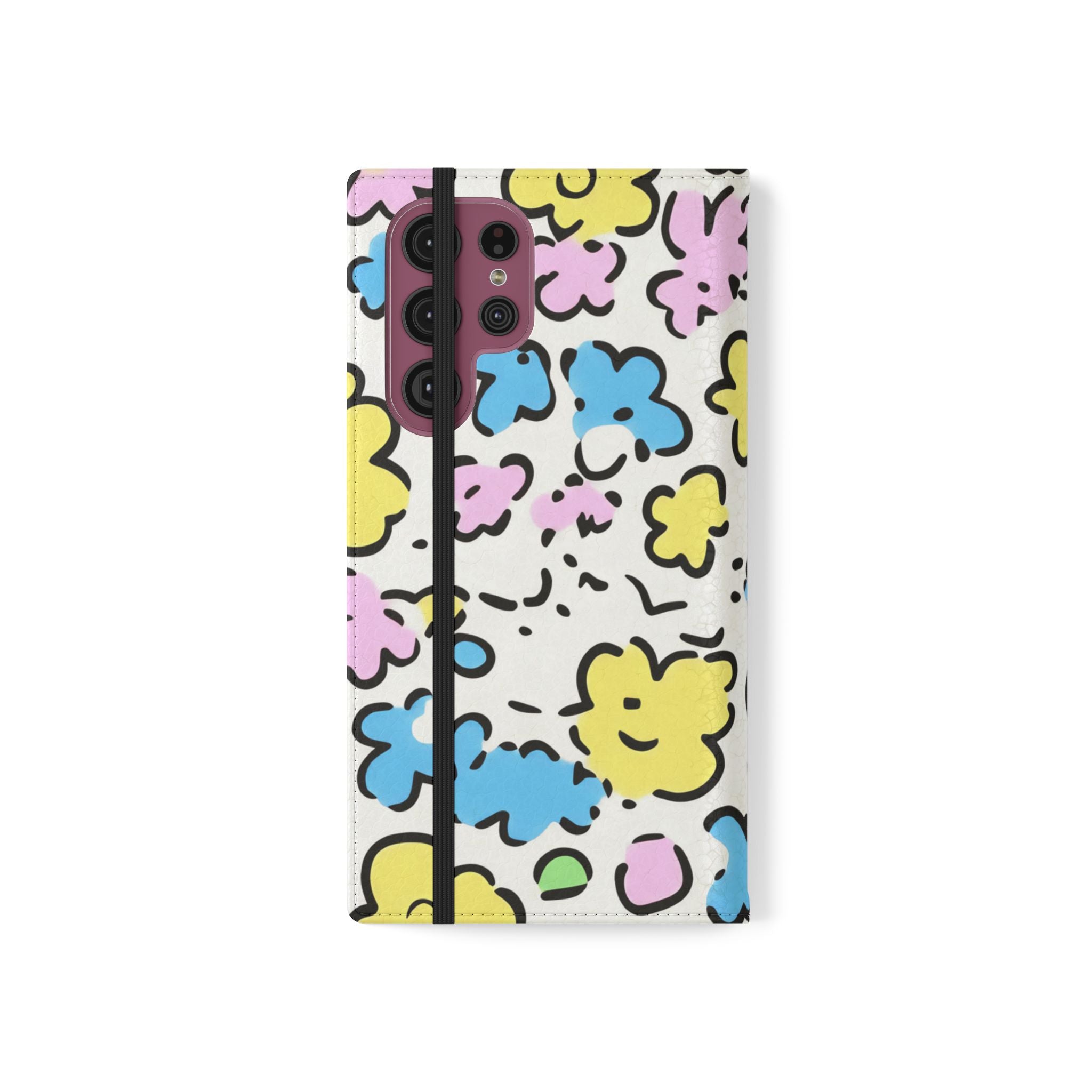 White Colorful Floral Flip Cases, Artsulli - Art is Long, Life is Short, Phone Case, , , , , , ,