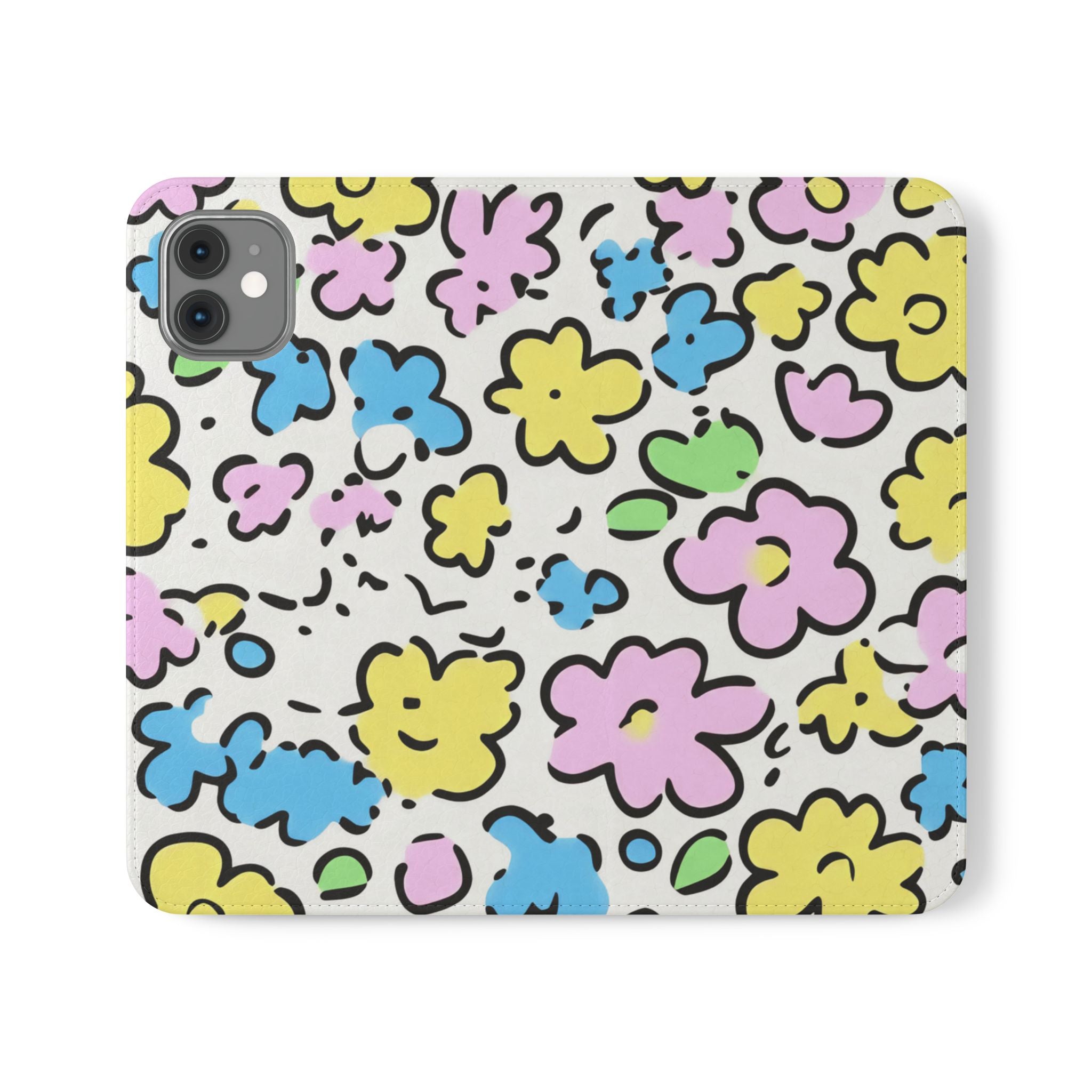White Colorful Floral Flip Cases, Artsulli - Art is Long, Life is Short, Phone Case, Size, iPhone 11, , , , , 45328605458370322096