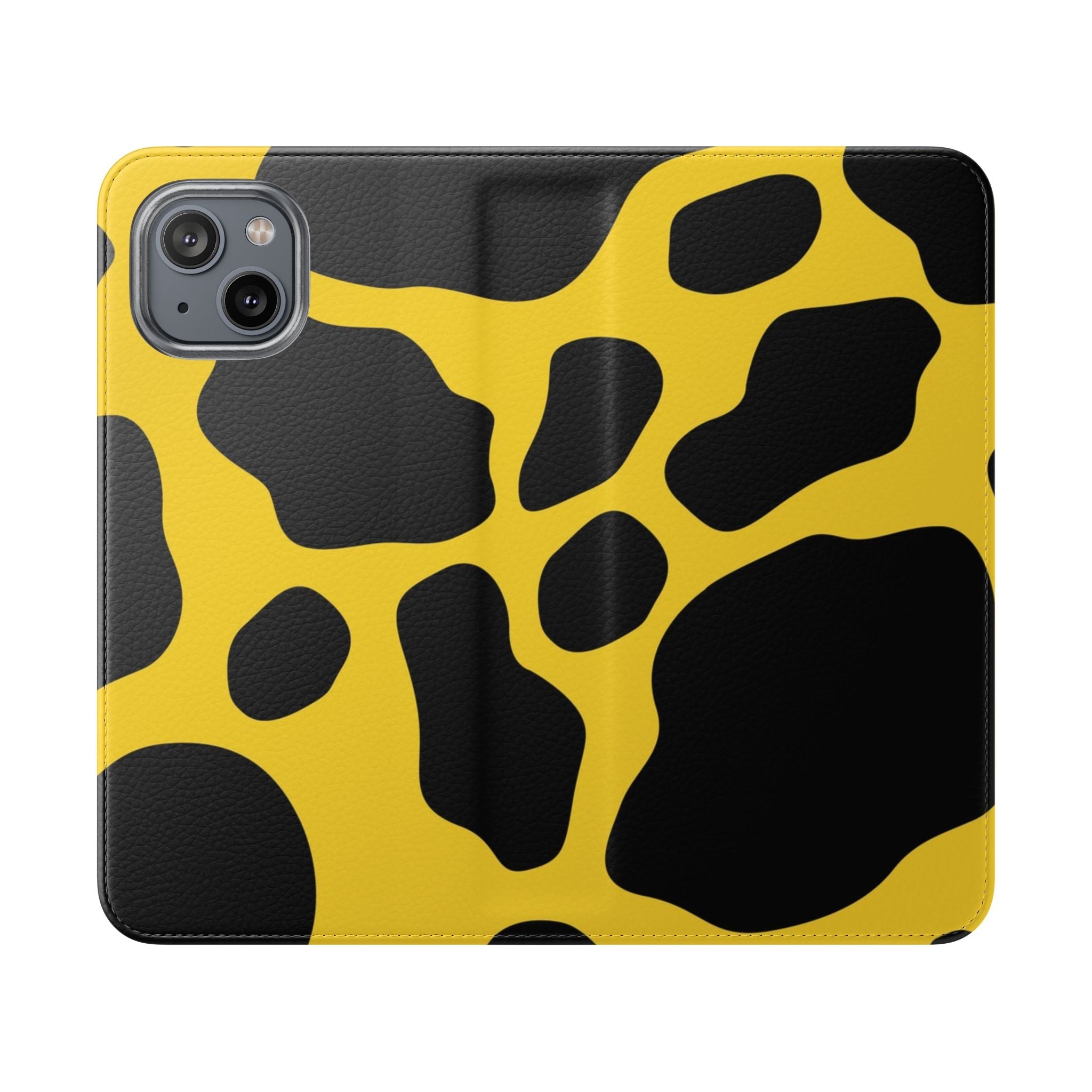 Yellow and Black Cow Print Phone Case, Artsulli - Art is Long, Life is Short, Phone Case, Size, iPhone 14, , , , , 13808108251342649045